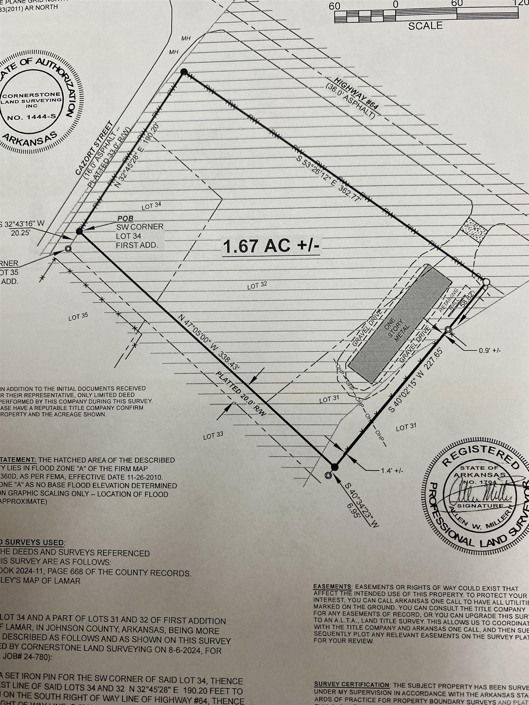 1.67 Acres +/- off US HWY 64 and Cazort Street  Lamar, AR