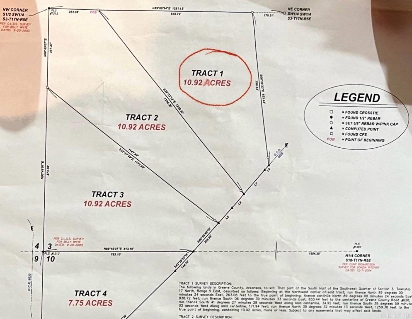 TRACT 1 GREEENE 628 ROAD 10.92 AC  Paragould, AR
