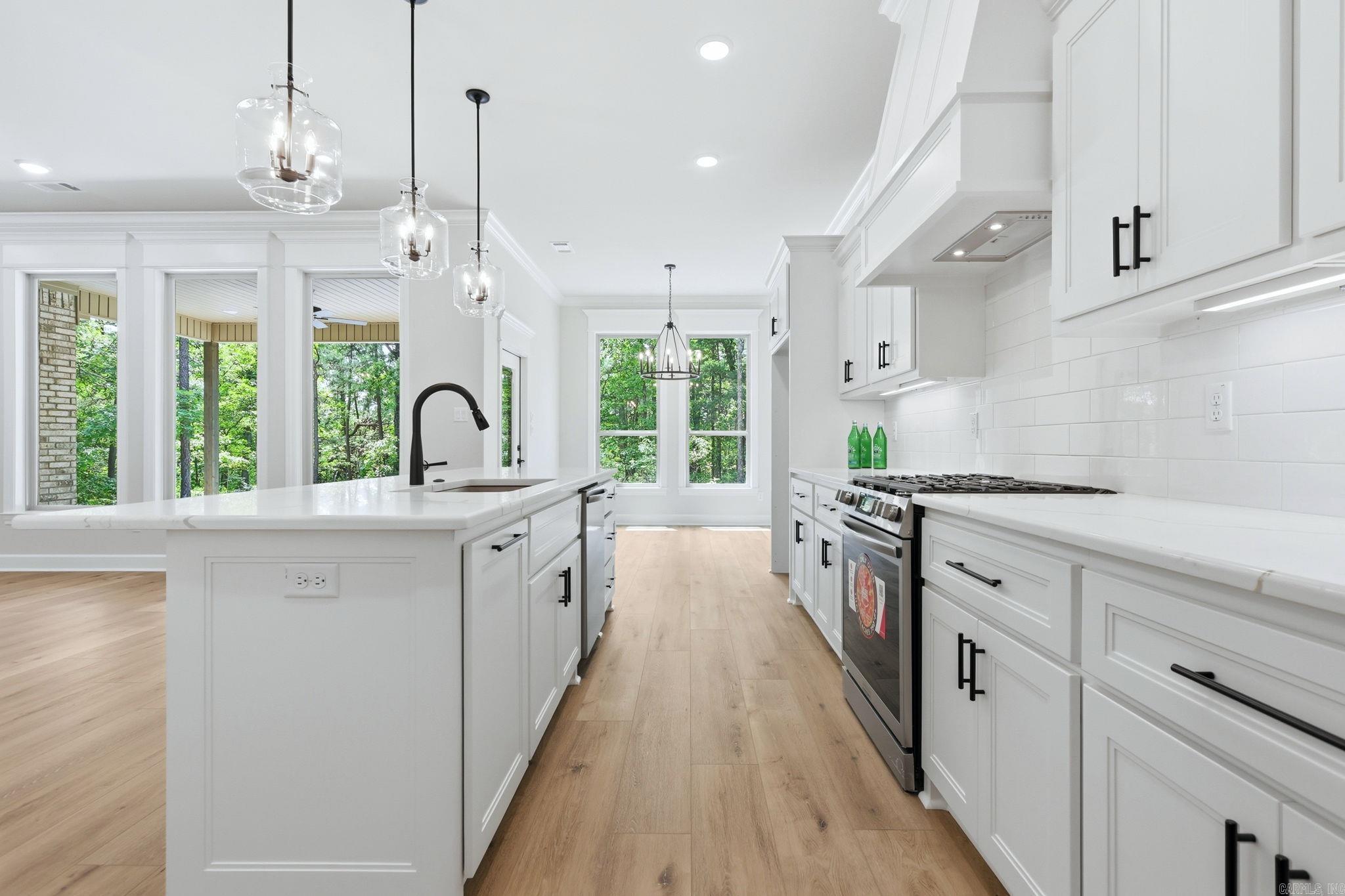 open concept with gas range