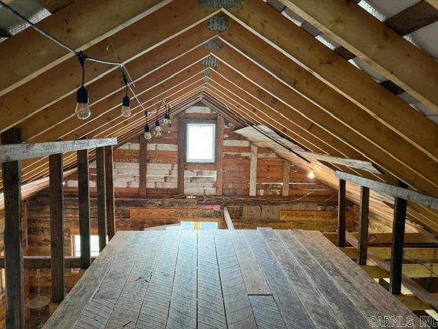 loft in unfinished cabin