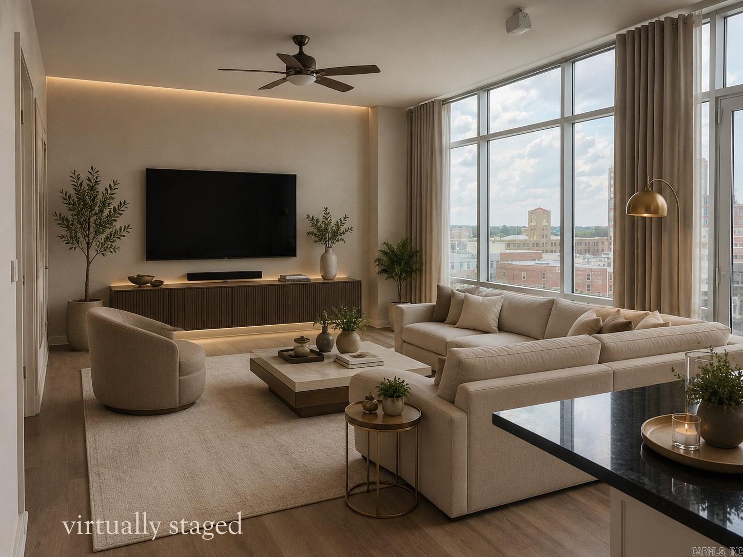 AI staged, double doors on the left open to bdrm