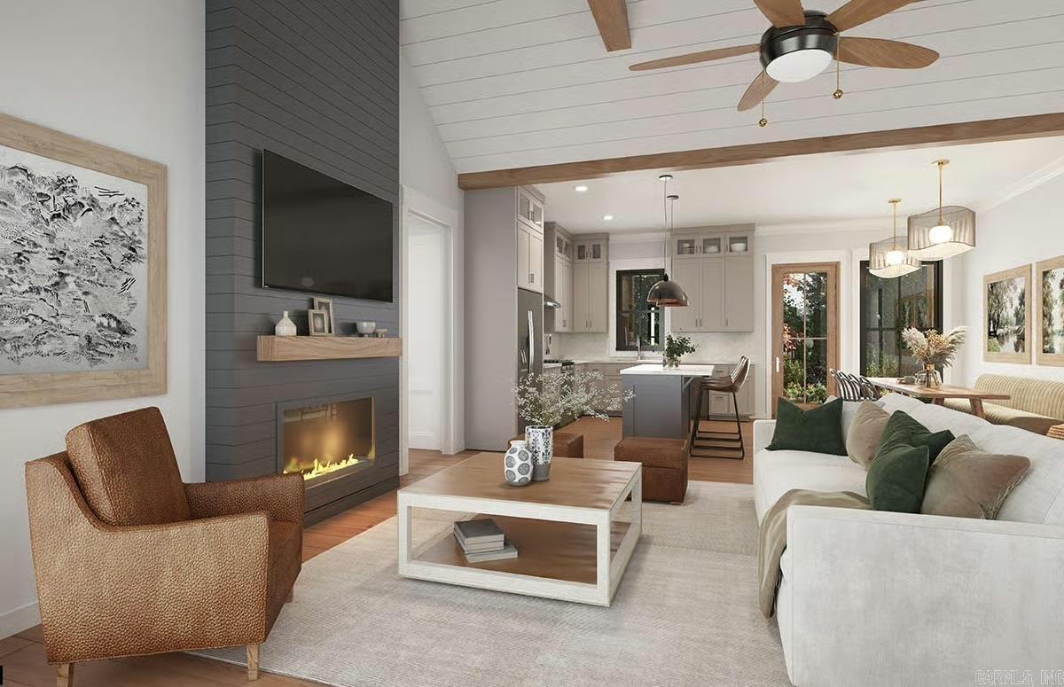 Digital rendering of the living room.