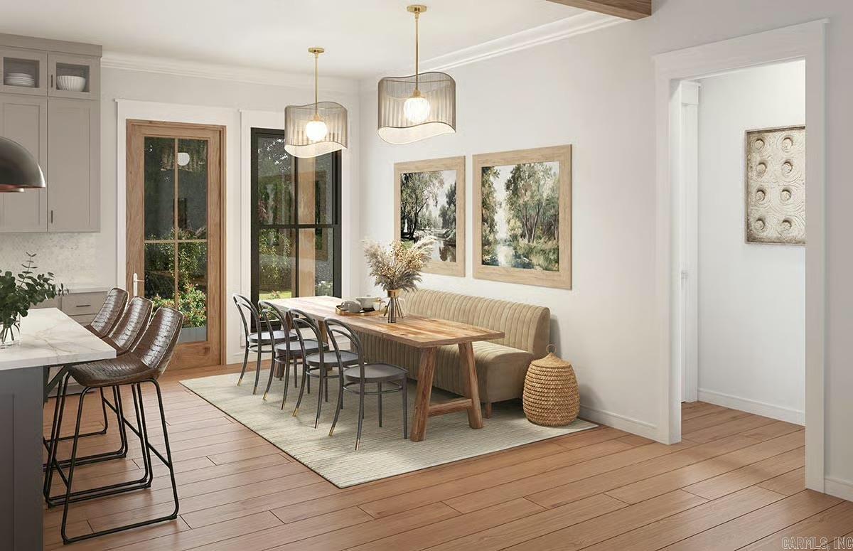 Digital rendering of the dining room.