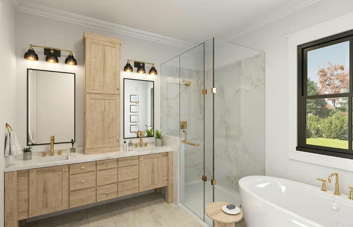 Digital rendering of the primary bathroom.