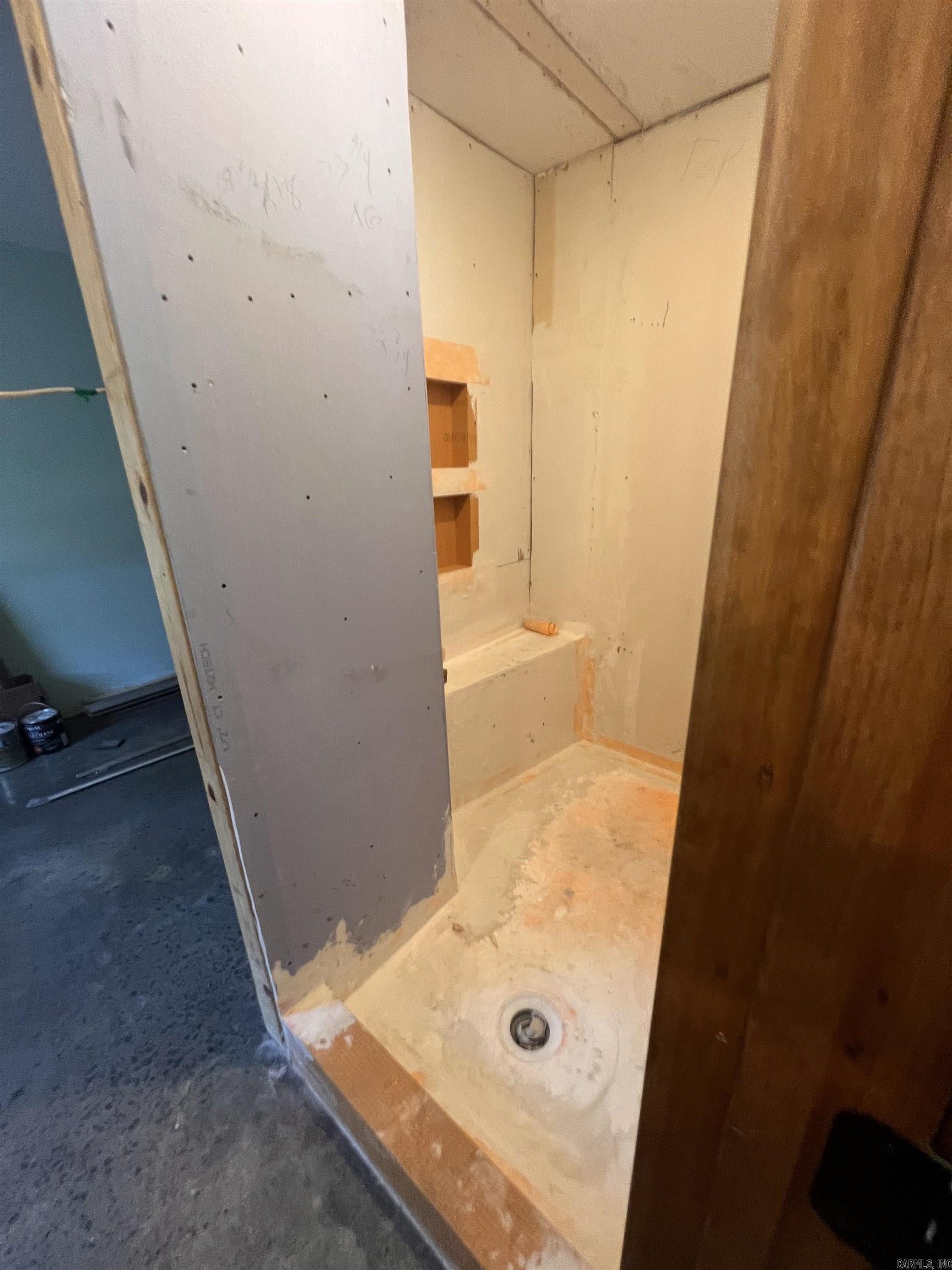 Unfinished shower