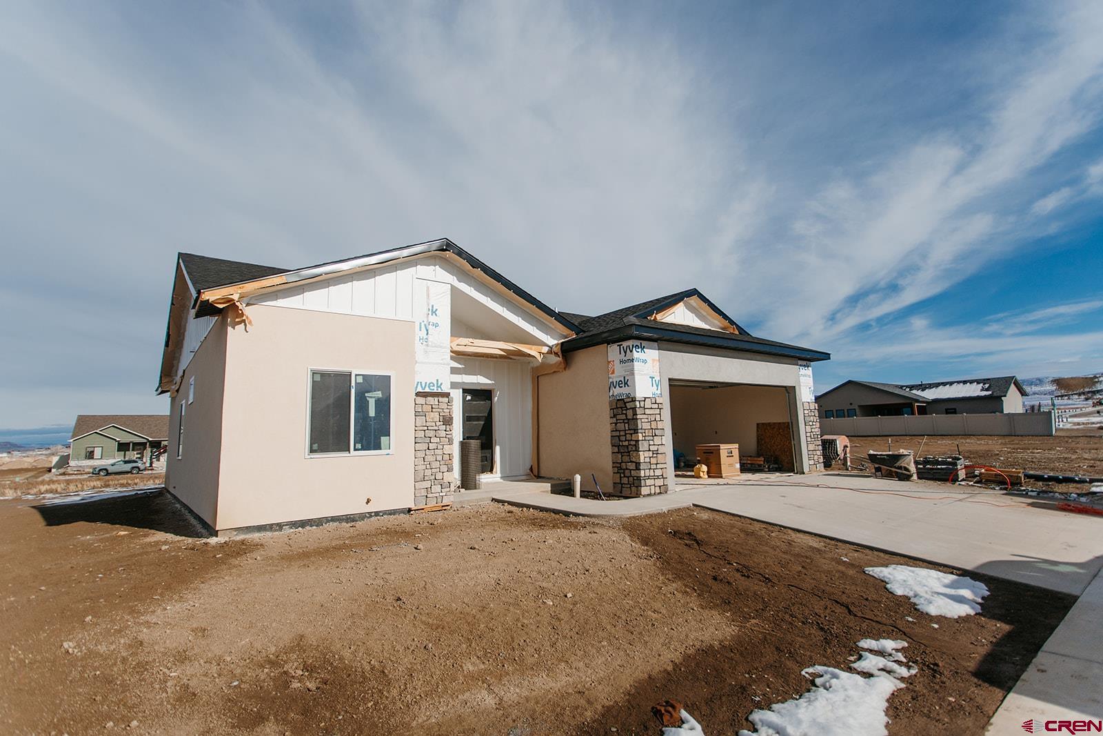 New Construction by EnVision Home & Design & Build in the Woods Crossing Subdivision. Expected Completion: End of January(2026). This quality-built home offers 3 bedrooms + A DEDICATED OFFICE, and 2 bathrooms, plus a spacious 2-car garage—perfect for families, professionals working from home, or those seeking a comfortable retirement home. Interior Features includes: Custom cabinetry throughout Granite or quartz countertops, Stainless steel appliance package, 5 piece primary suite, custom built-in closets. On the exterior: Stucco exterior with stone on the face of home & two back patio's. As the home continues its build progress, we will be updating pictures as we go. Schedule your showing! PROJECTED COMPLETION MIDDLE OF JANUARY!