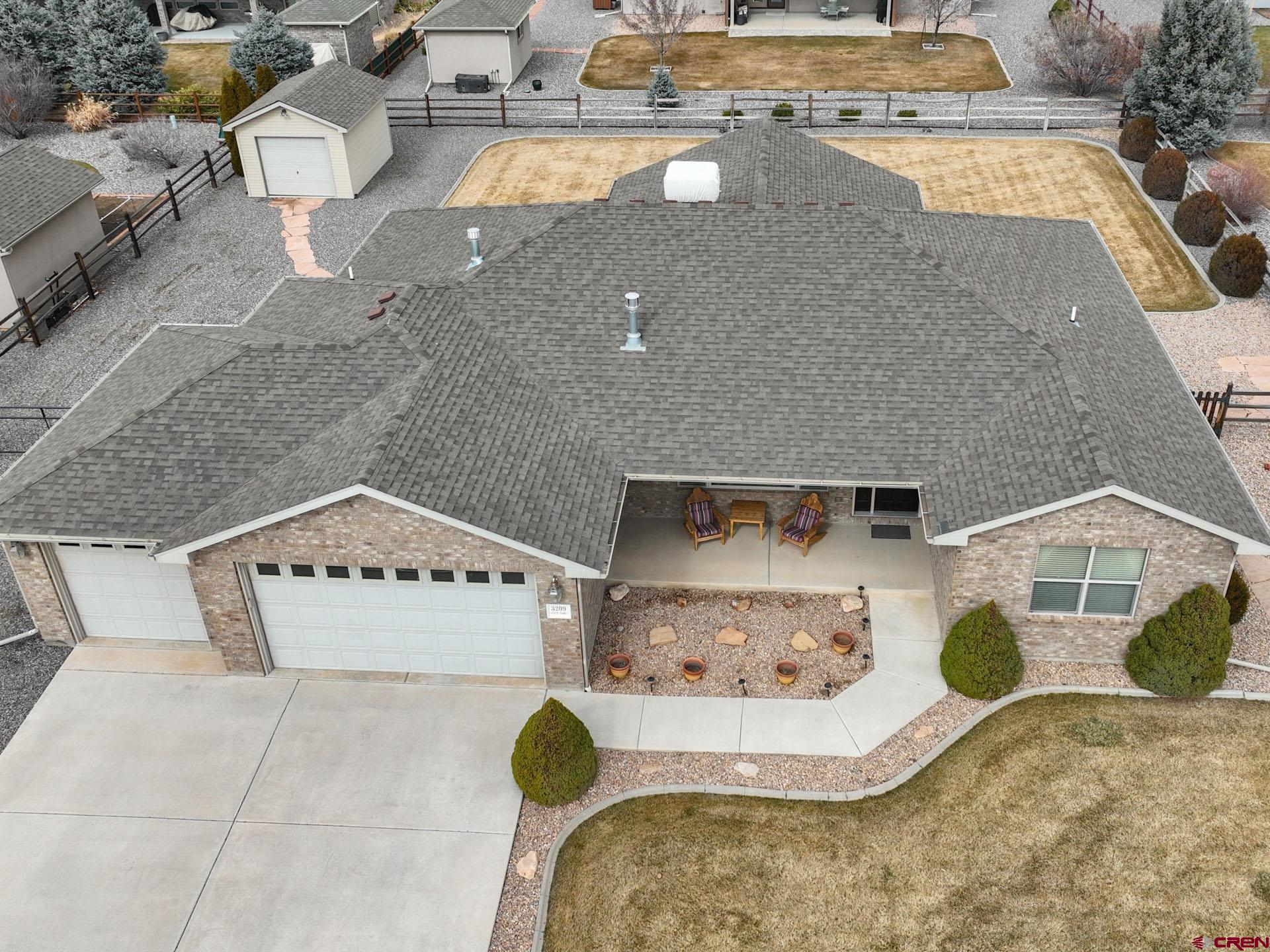 Meticulously cared for inside and out, this exceptional Byler-built classic in Columbine Pointe offers the perfect blend of comfort, space, and views you’ll never tire of. With 4 bedrooms, 2 bathrooms, and 1,898 square feet, the thoughtfully designed open and split floor plan features vaulted ceilings, a cozy gas fireplace, and a well-appointed kitchen complete with stainless steel appliances.  Situated on a generous .33-acre irrigated lot, this property provides easy RV and trailer parking, a nicely sized three-car garage, and an ample storage shed with an overhead door to keep your tools and toys secure yet accessible.  Enjoy peaceful mornings from the covered front porch with views of Storm King, and unwind in the evenings on the covered back patio overlooking sunsets on the Black Canyon Rim—perfect for effortless entertaining with the natural gas grill.  Located in a quiet destination subdivision where only a handful of homes become available each year, Columbine Pointe is known for its wide streets, spacious lots, and welcoming atmosphere. Irrigation water is supplied through the HOA—offering perhaps Montrose’s most affordable dues at just $75 annually.  Homes in Columbine Pointe rarely hit the market—and when they do, they don’t last. This one is priced right, dialed in, and ready for its beautiful next chapter. Don’t wait to see what you’ve been missing.