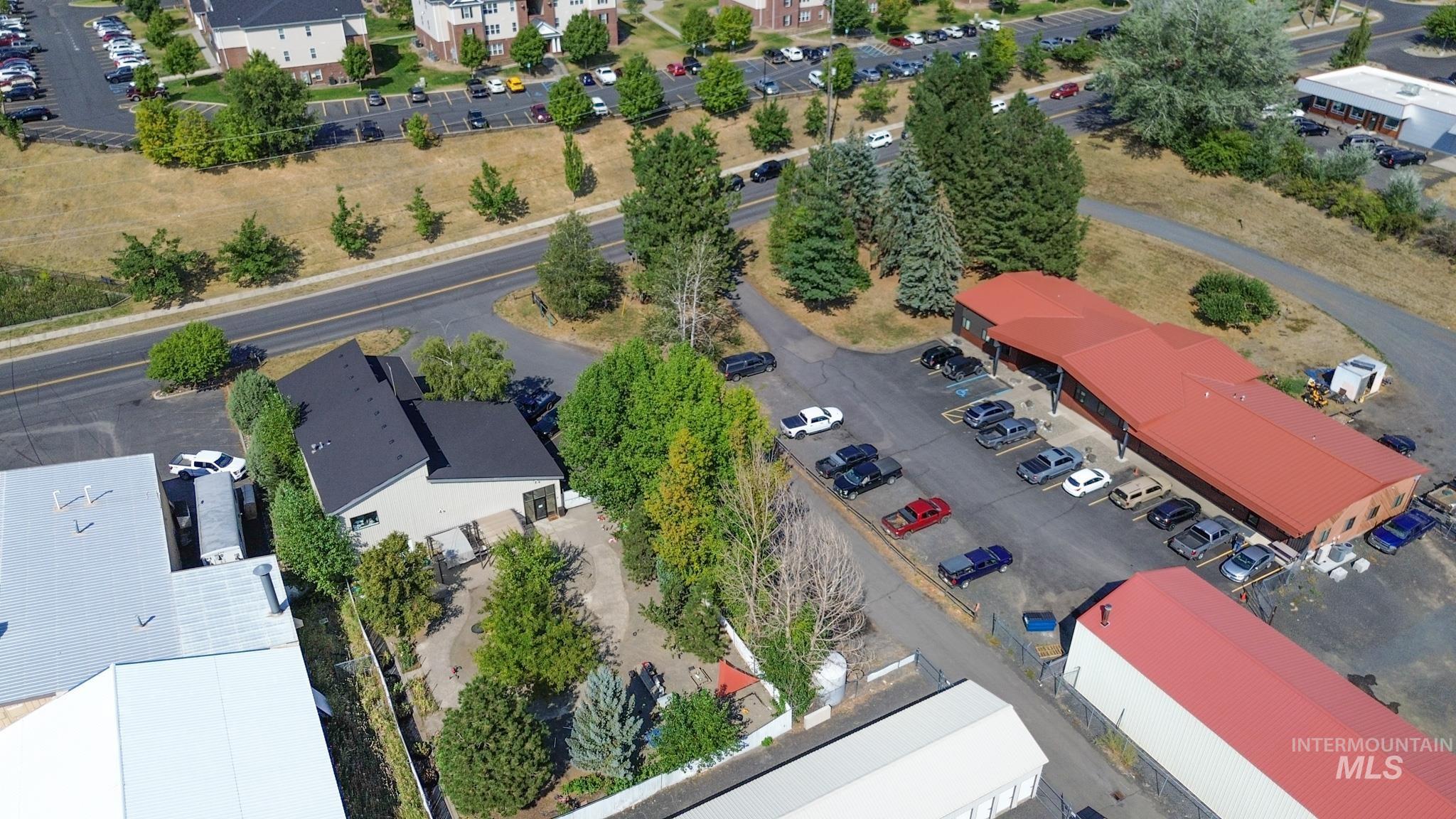 Aerial perspective of suburban area