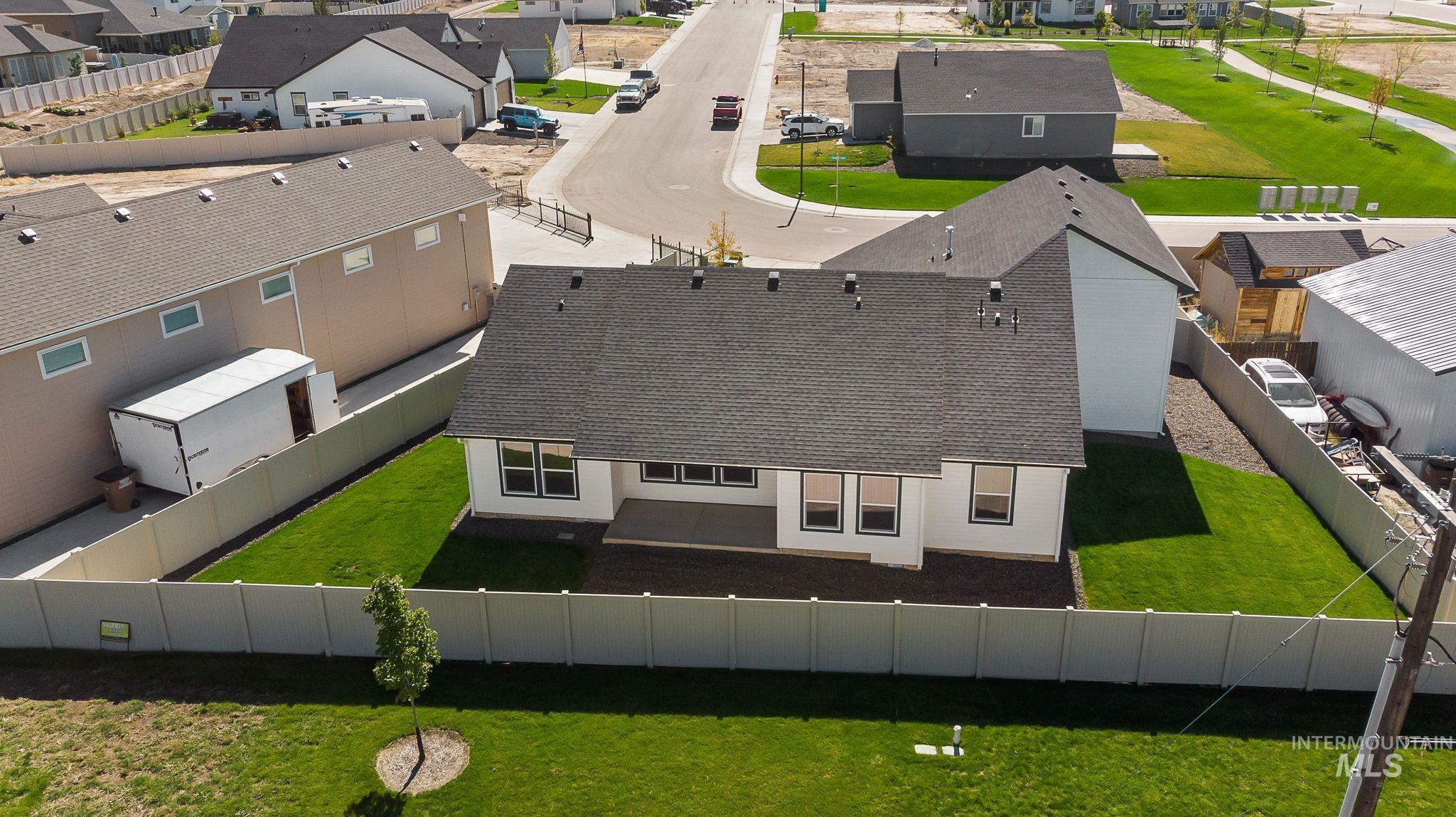 Aerial perspective of suburban area