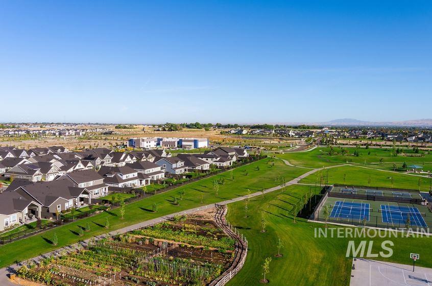 Aerial perspective of suburban area