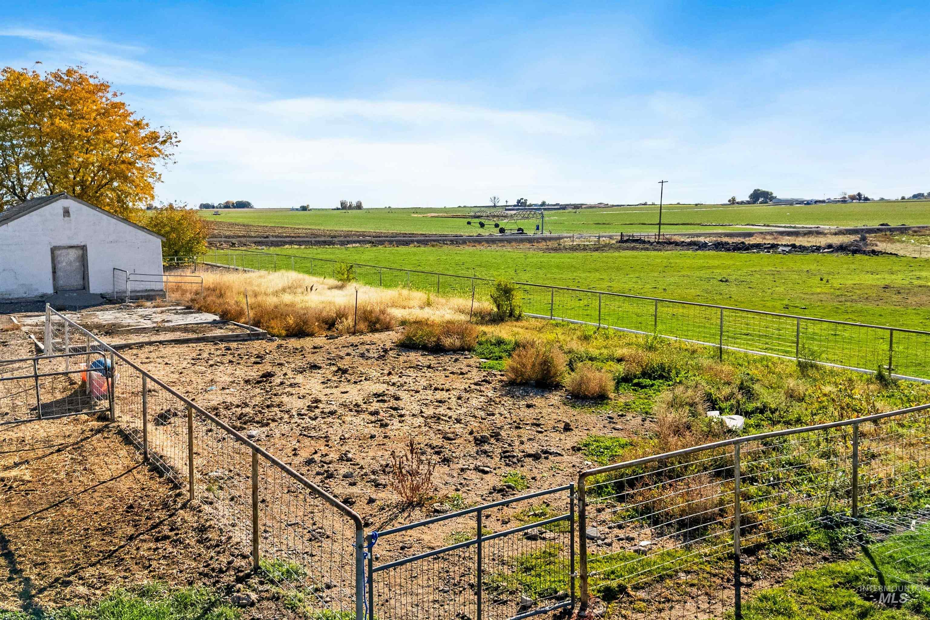 View of yard with a rural view and an outbuilding