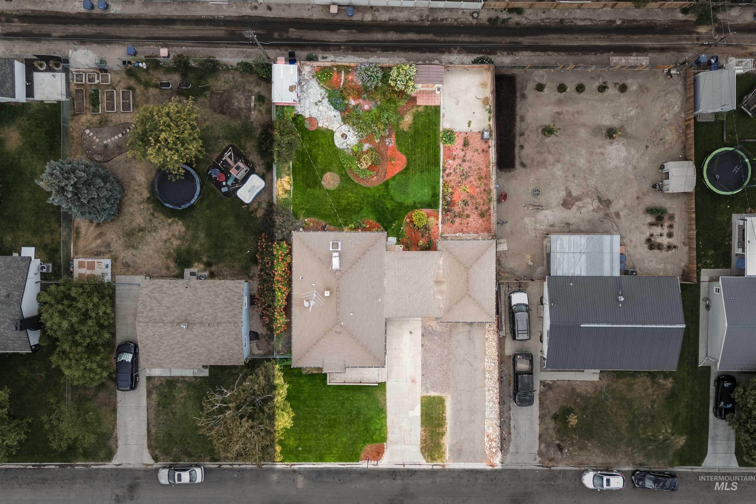 Aerial perspective of suburban area