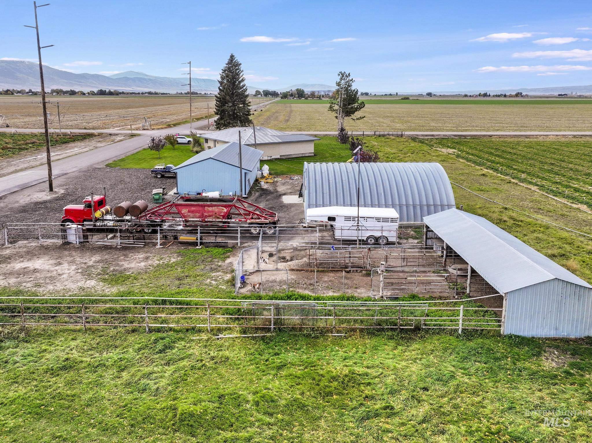 Exterior space with extensive farmland and mountains
