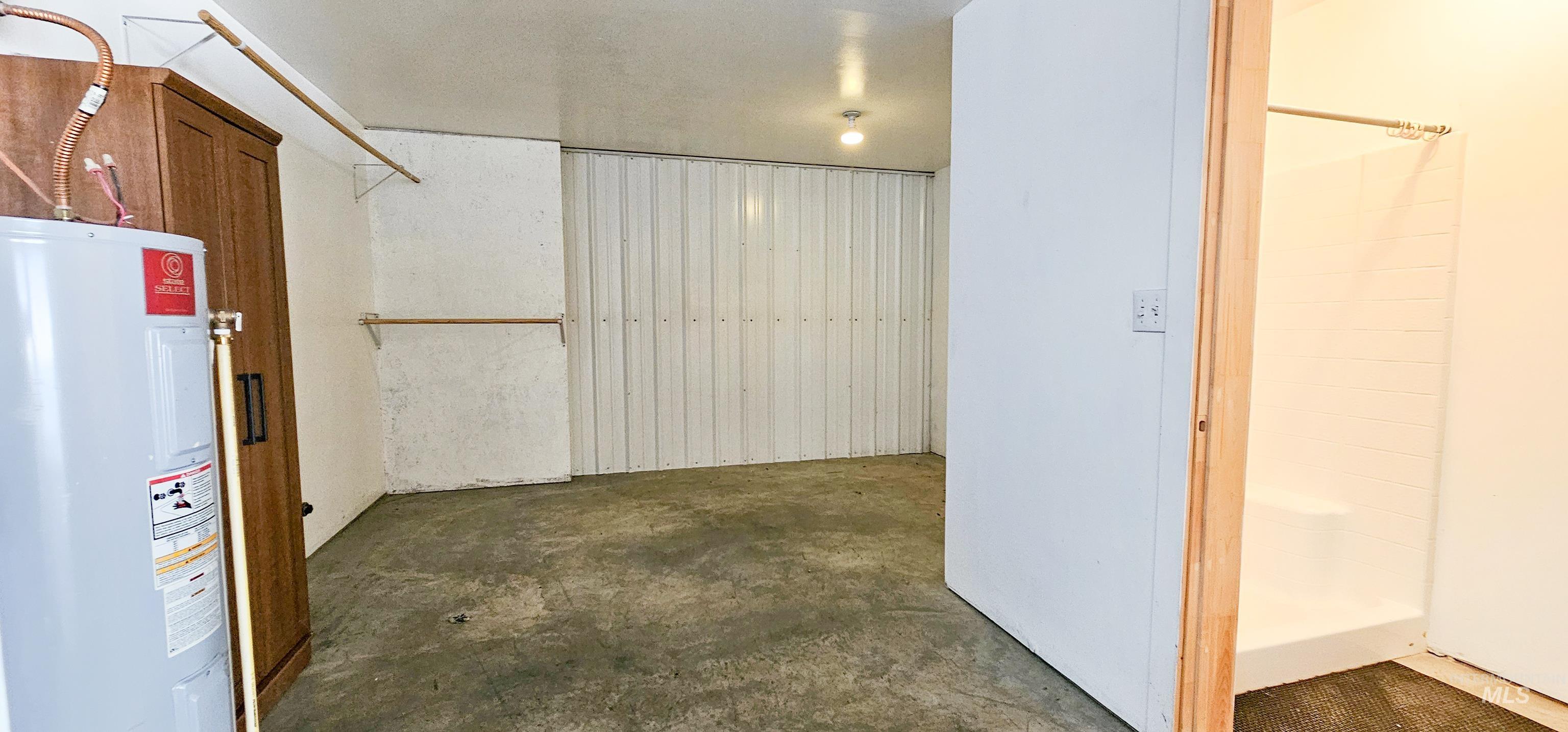 Garage with electric water heater