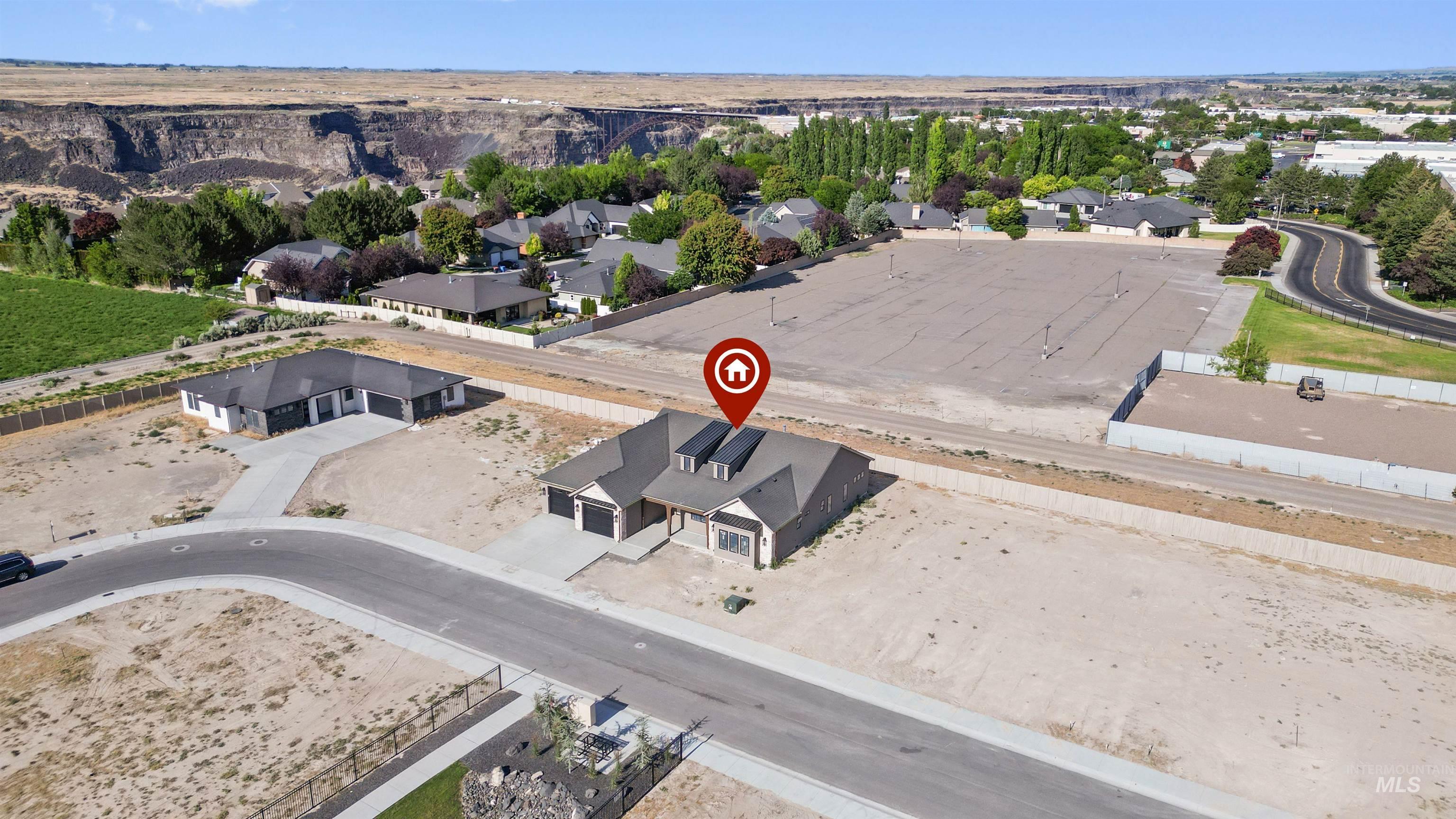 Aerial perspective of suburban area