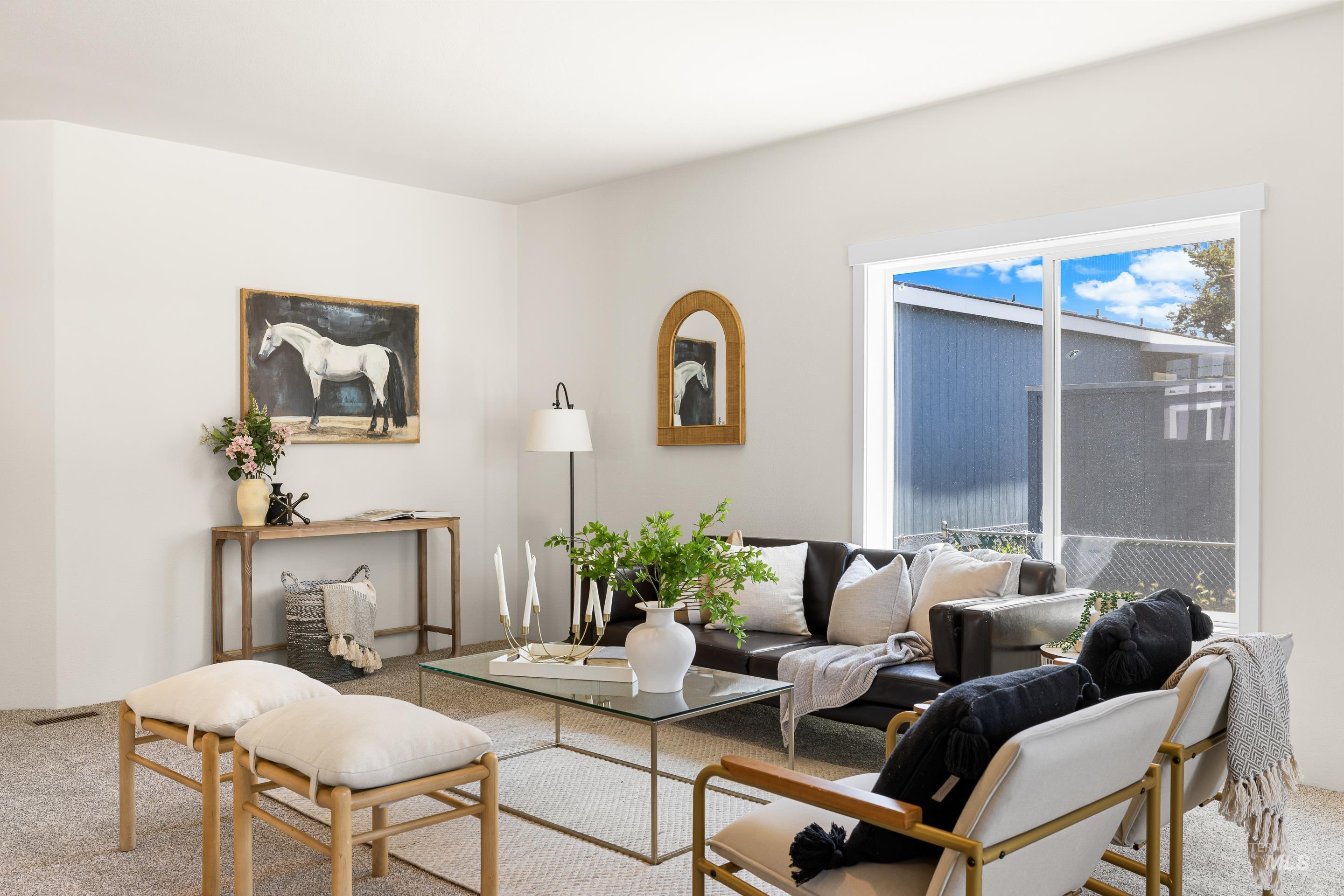 View of carpeted living area