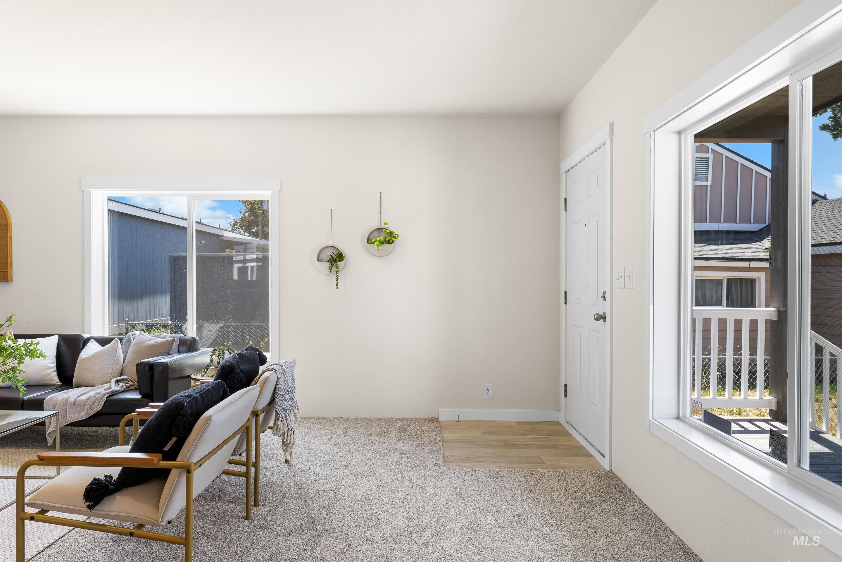 View of carpeted living area