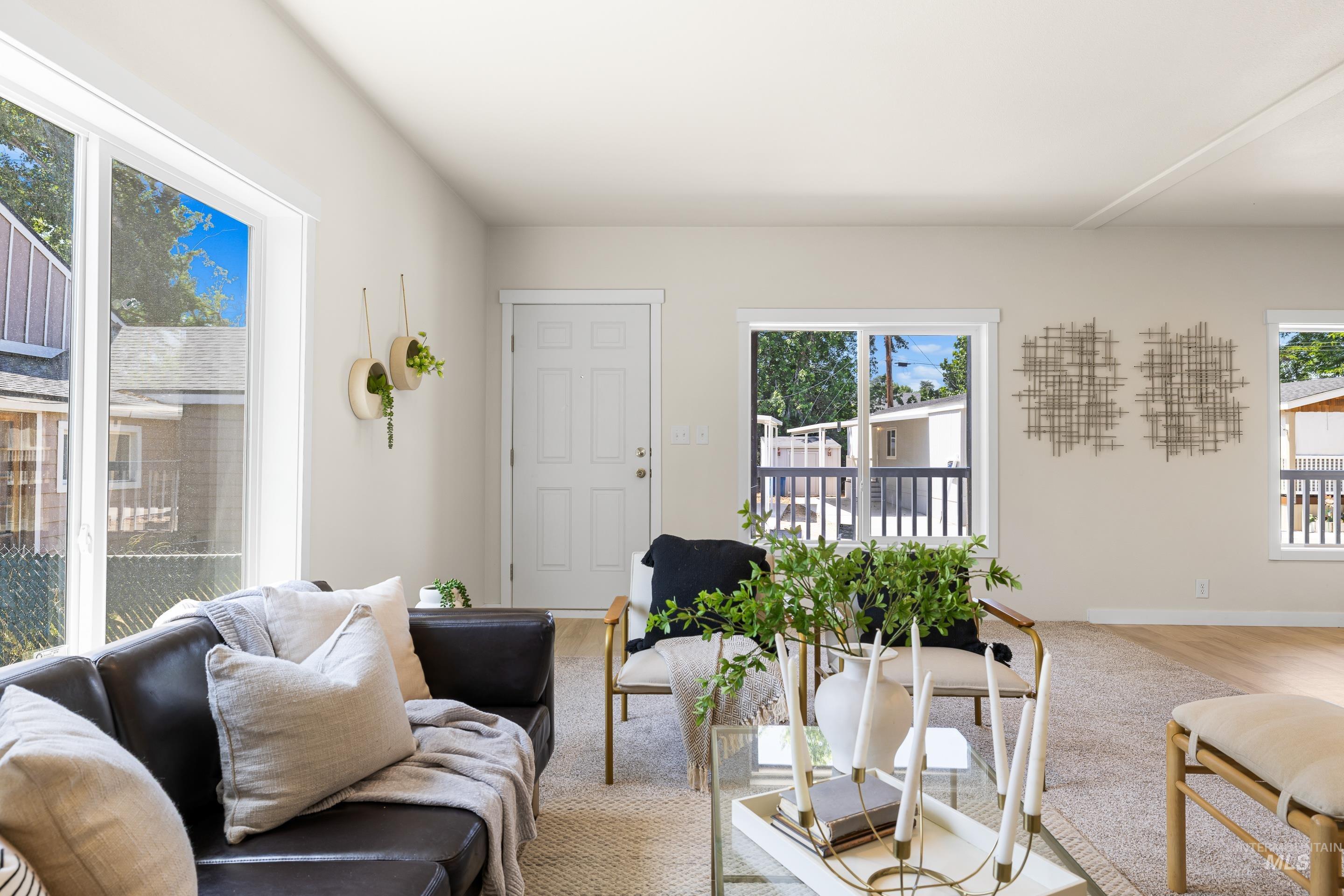 Living room with wood finished floors