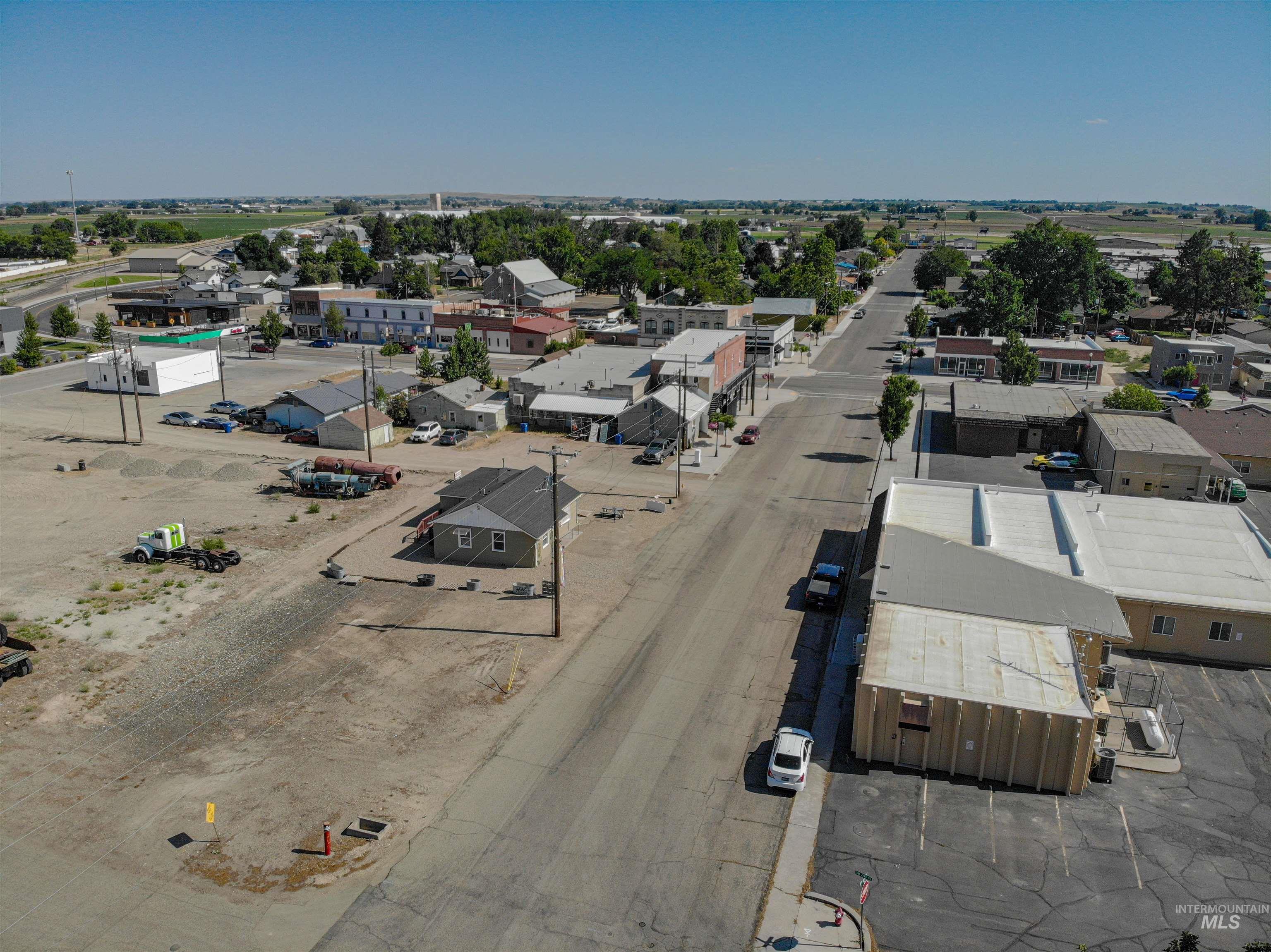 Aerial perspective of suburban area