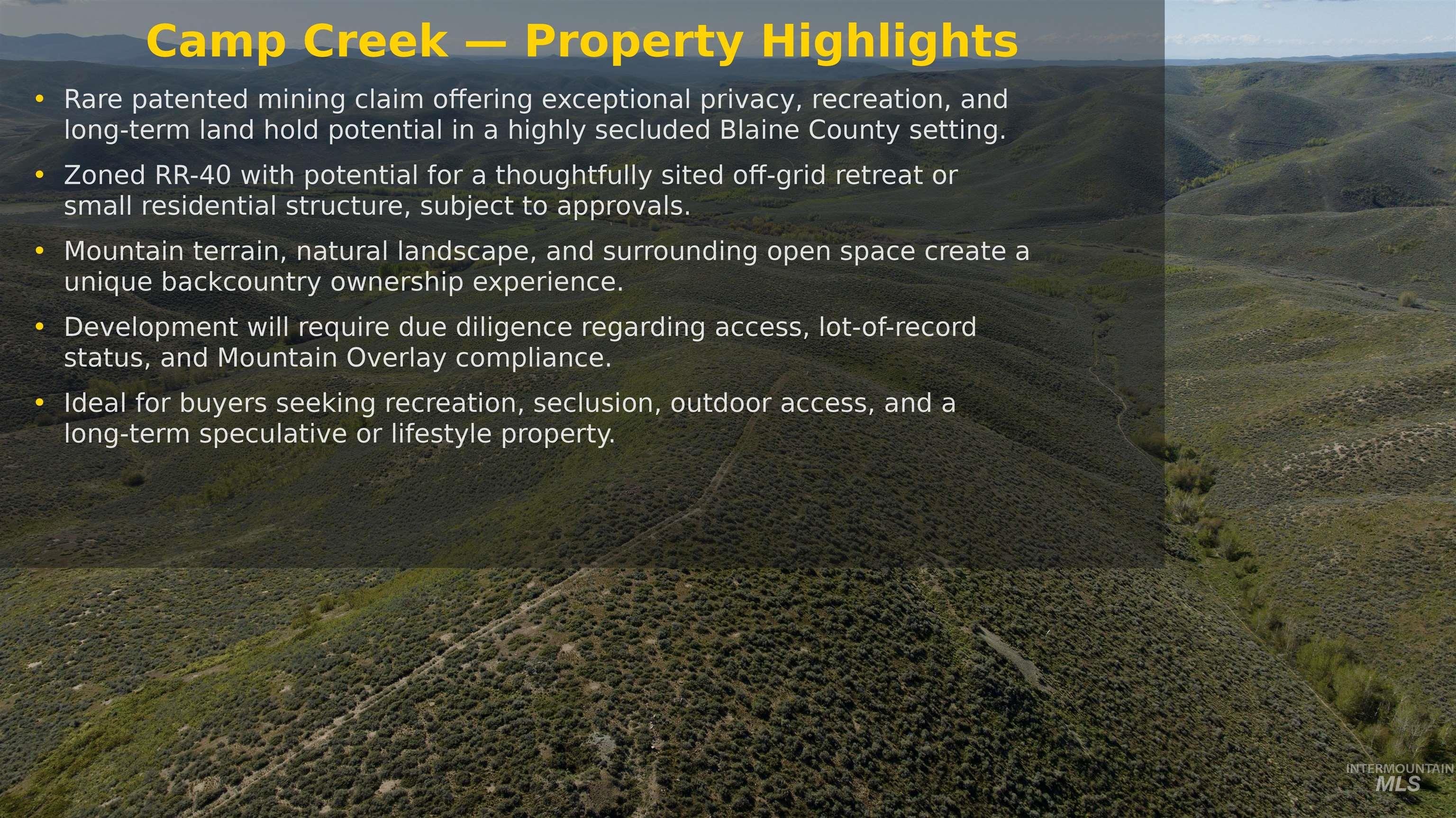 TBD Camp Creek Rd, Hailey, Idaho 83333, Land For Sale, Price $139,000, 98952855