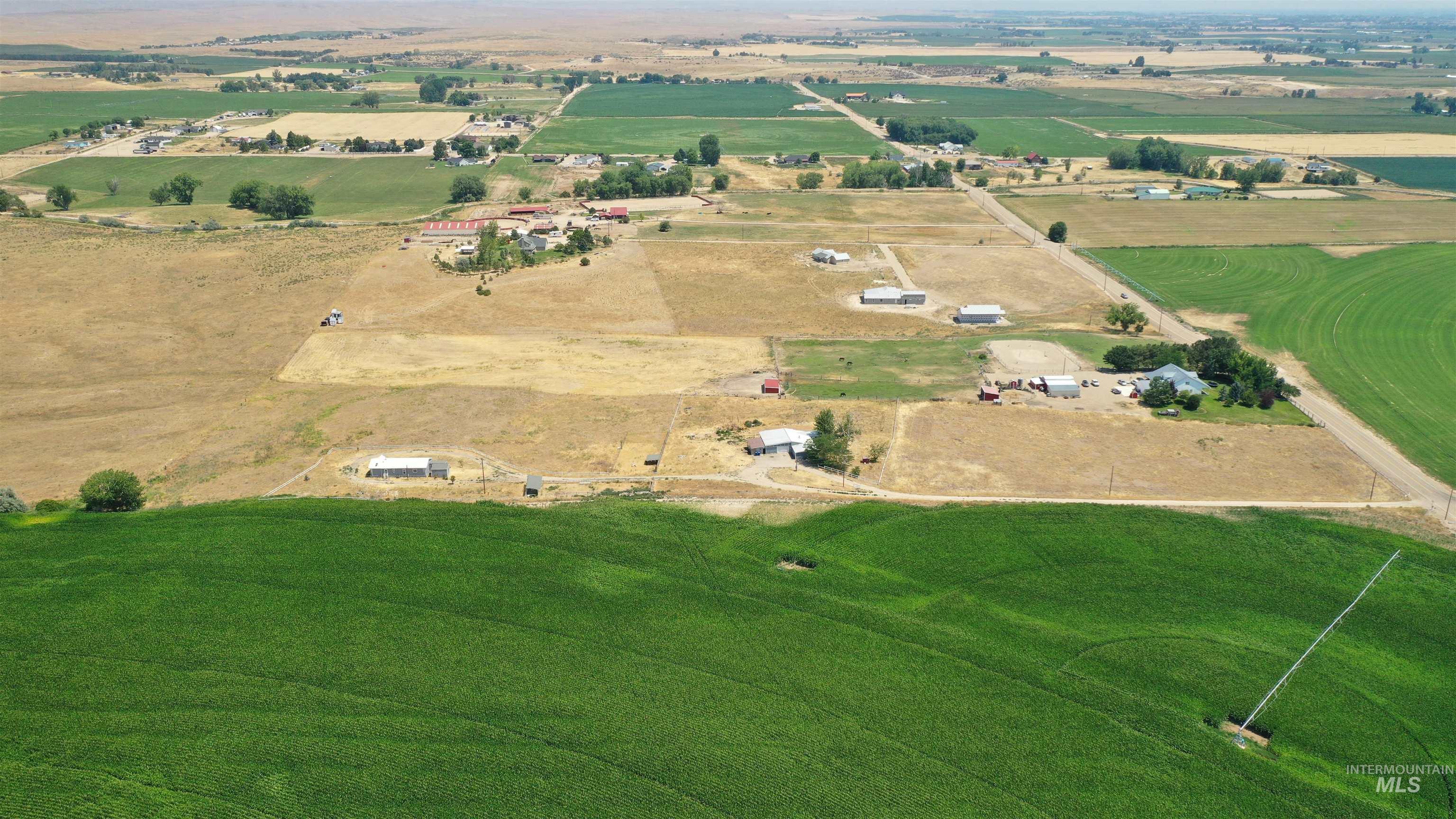 Aerial overview of property's location featuring rural landscape