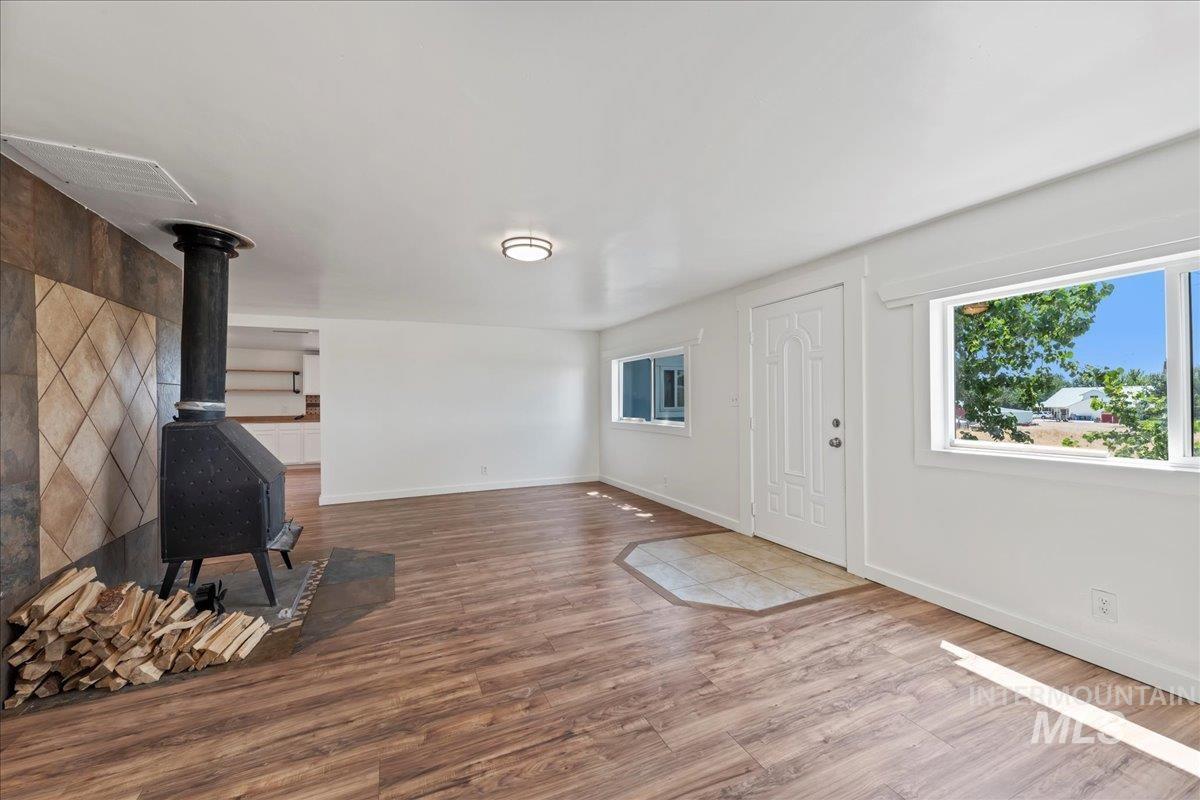 Family Room with Wood Stove.