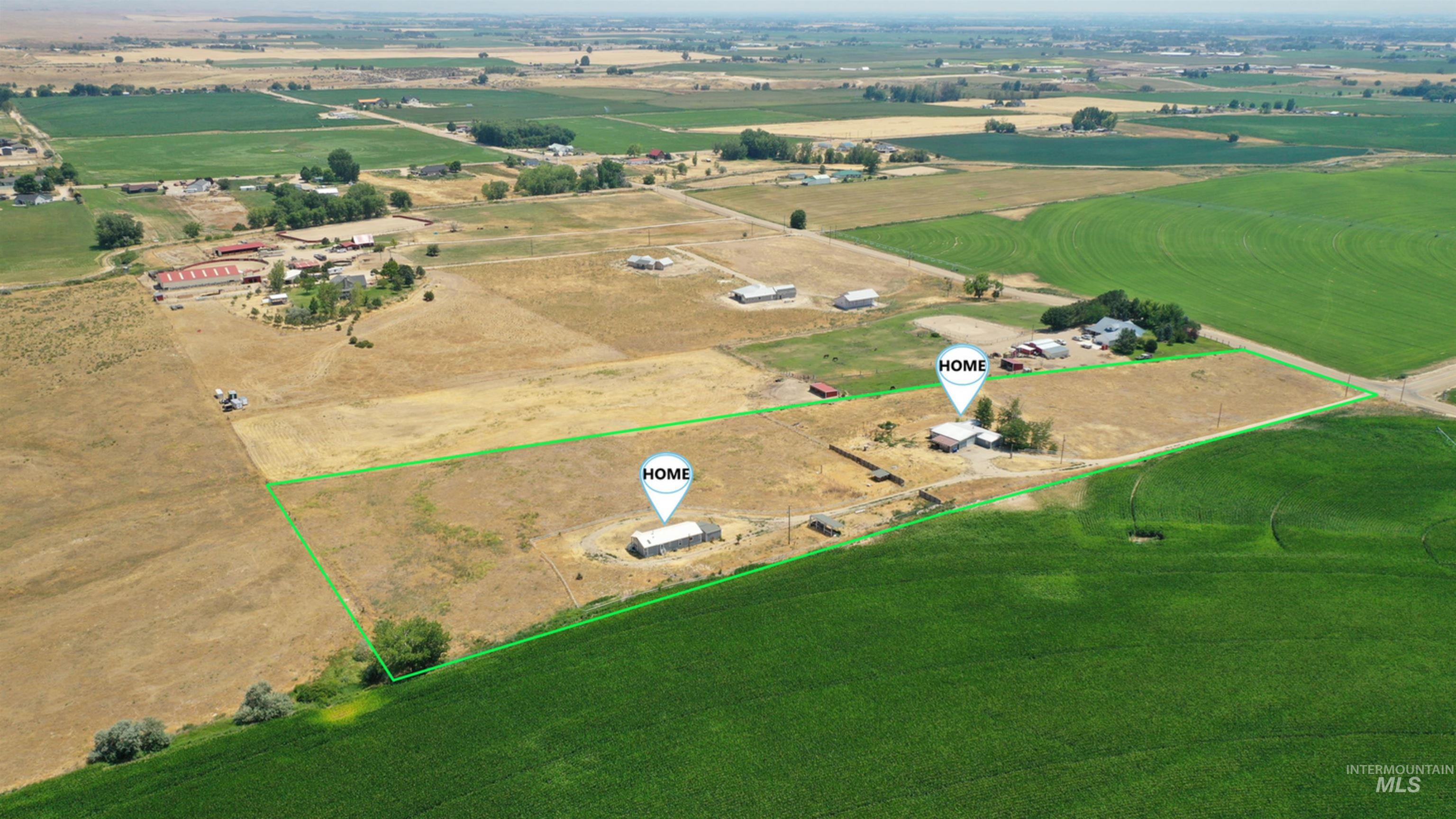 Overview of rural landscape featuring property parcel outlined
