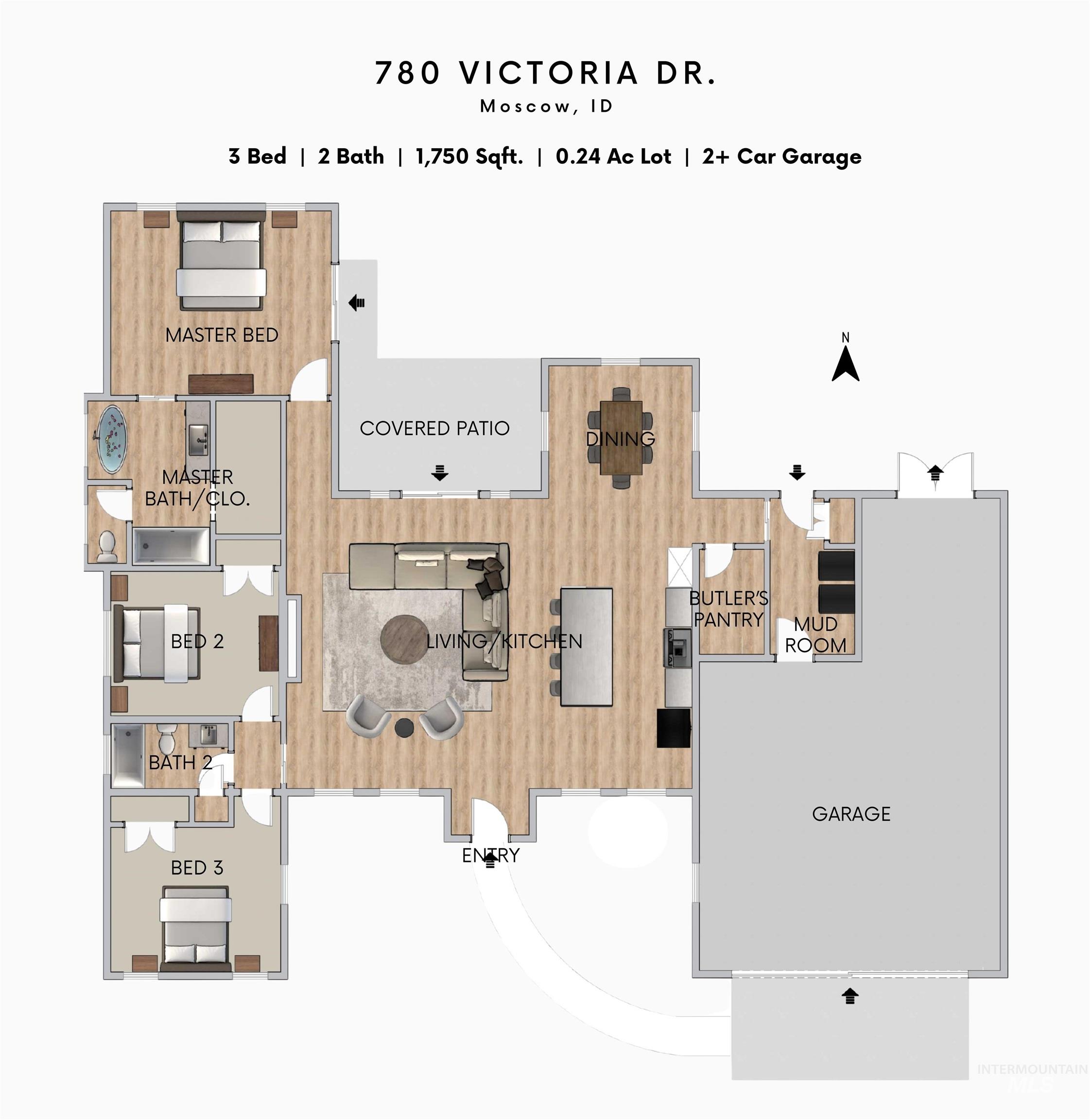 780 Victoria Dr., Moscow, Idaho 83843-3234, 3 Bedrooms, 2 Bathrooms, Residential For Sale, Price $639,000, 98958449