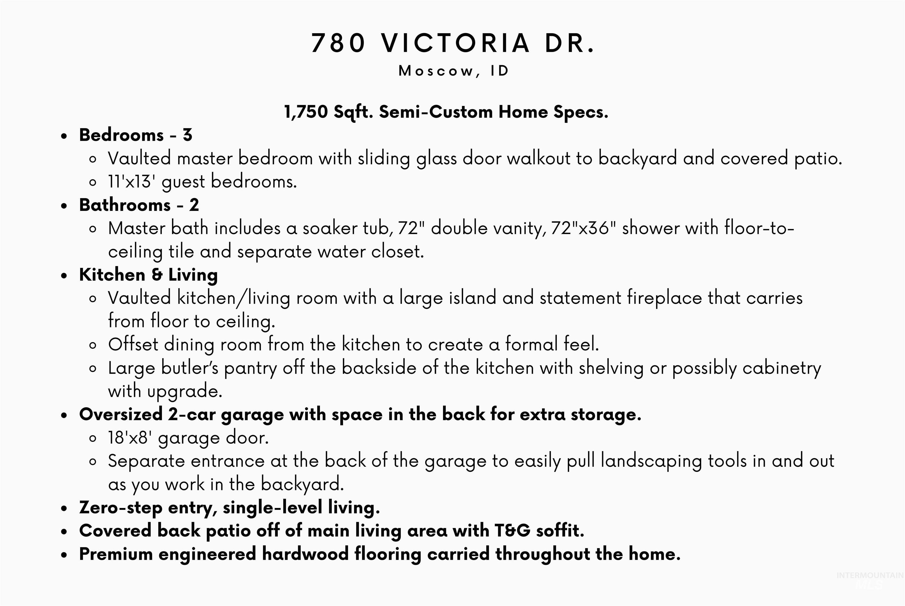 780 Victoria Dr., Moscow, Idaho 83843-3234, 3 Bedrooms, 2 Bathrooms, Residential For Sale, Price $639,000, 98958449