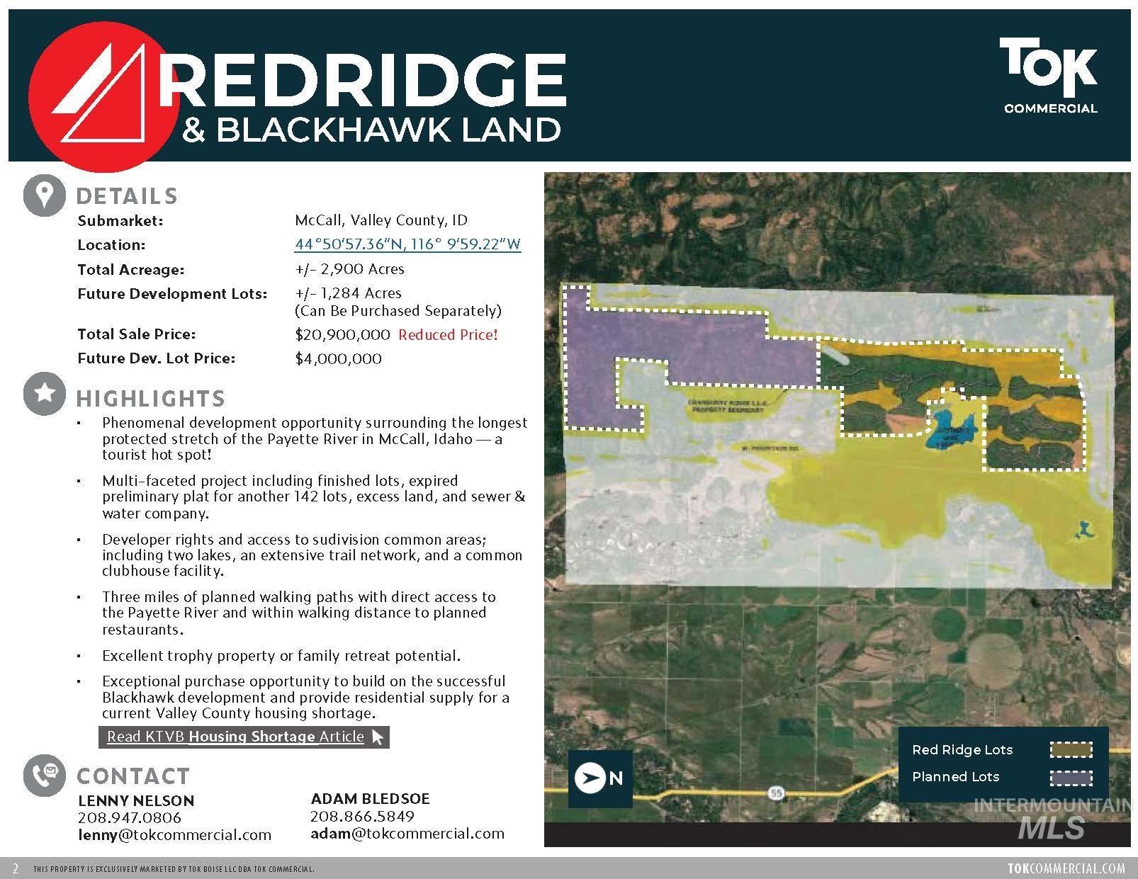Redridge & Blackhawk Land, McCall, Idaho 83638, Land For Sale, Price $20,900,000,MLS 98962653