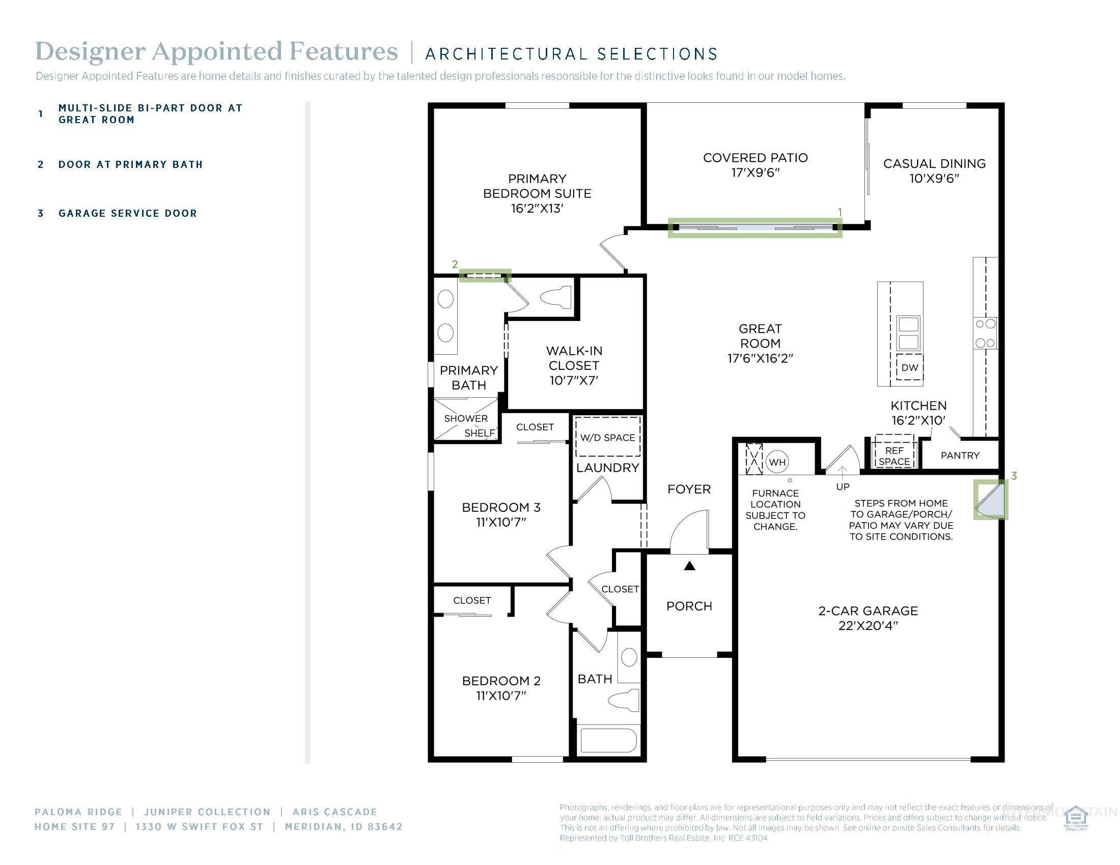 1330 W Swift Fox St, Meridian, Idaho 83634, 3 Bedrooms, 2 Bathrooms, Residential For Sale, Price $439,000,MLS 98964617