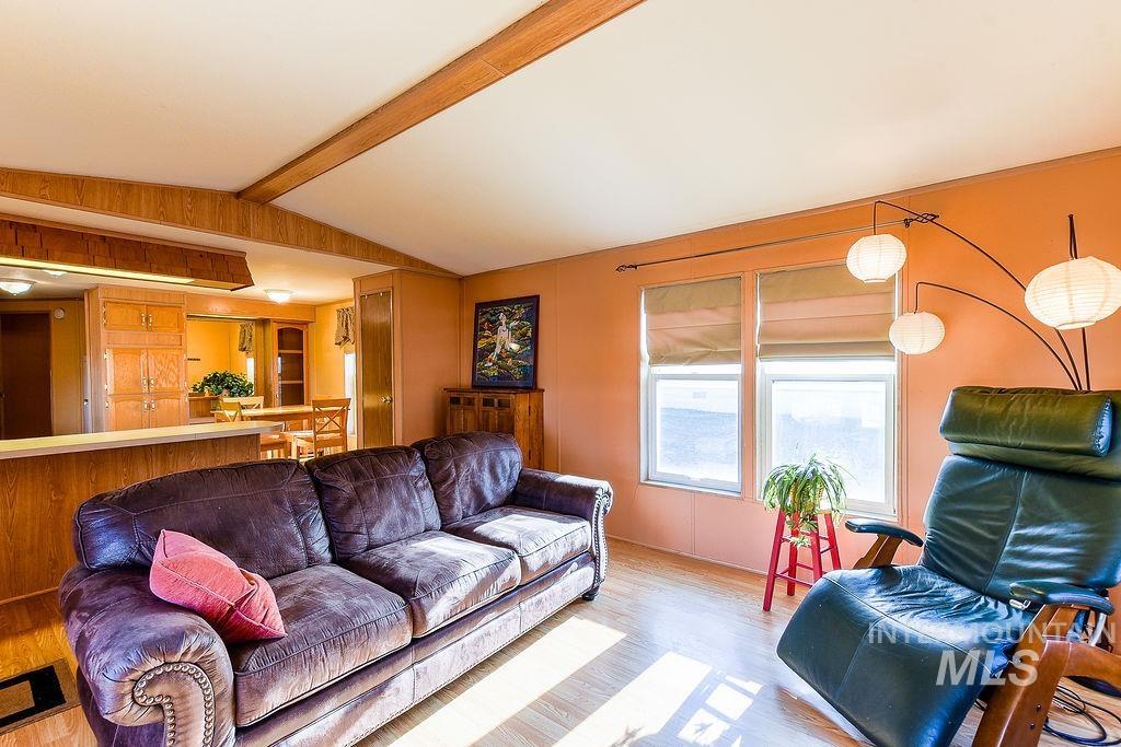 Living room with light wood finished floors