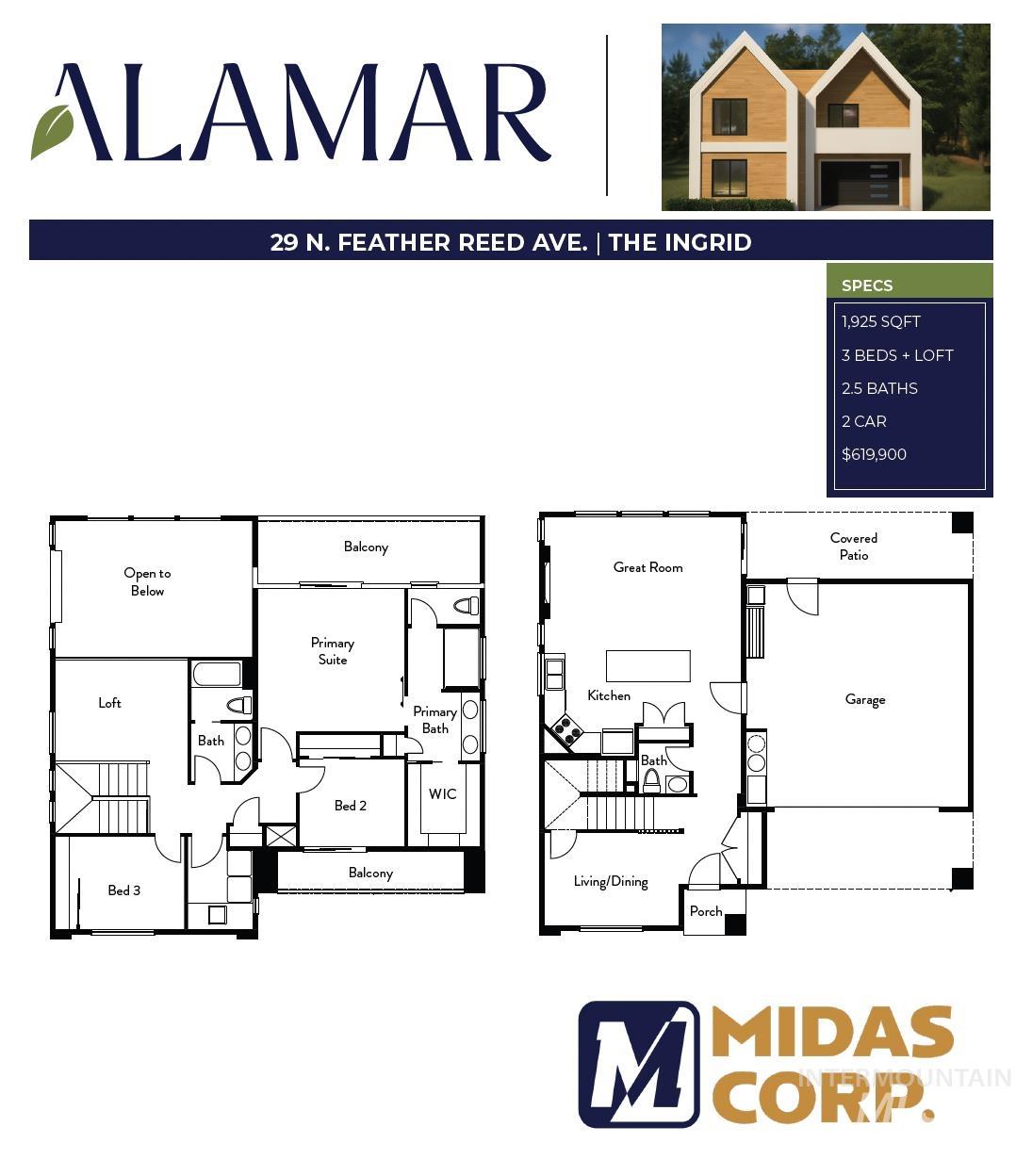 29 N Feather Reed Ave., Meridian, Idaho 83642, 3 Bedrooms, 2.5 Bathrooms, Residential For Sale, Price $619,900,MLS 98967446