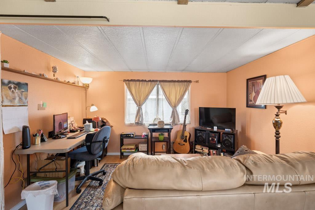 Living room featuring a desk