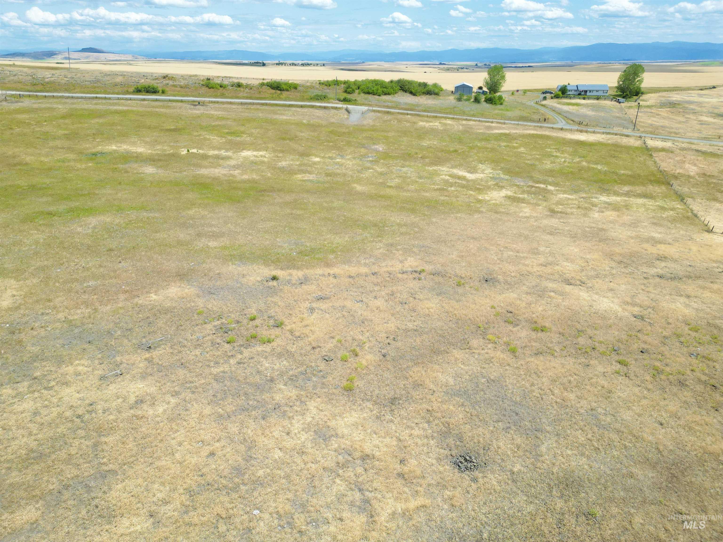 Aerial view of sparsely populated area featuring a mountain backdrop