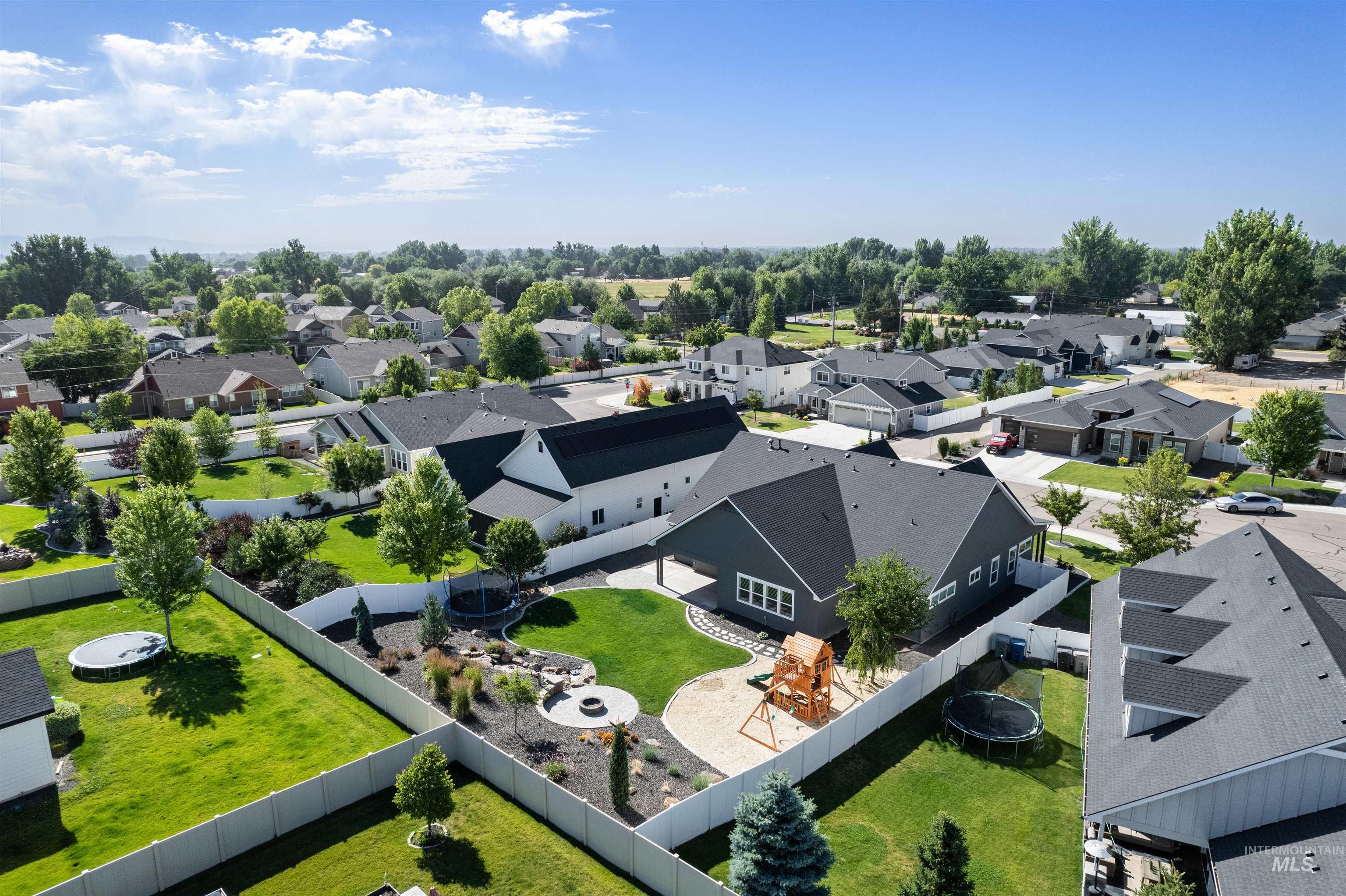 Aerial perspective of suburban area