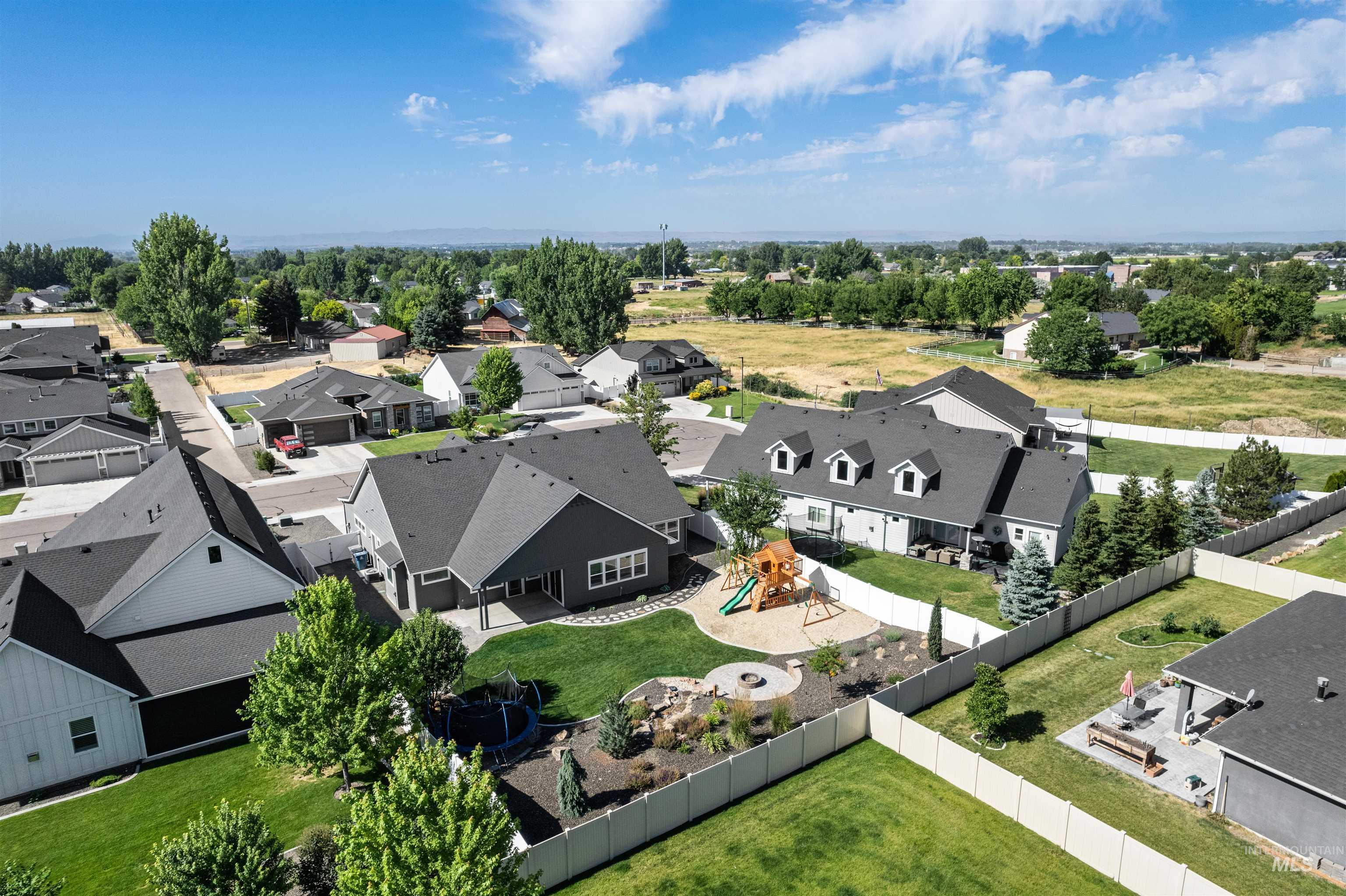 Aerial perspective of suburban area