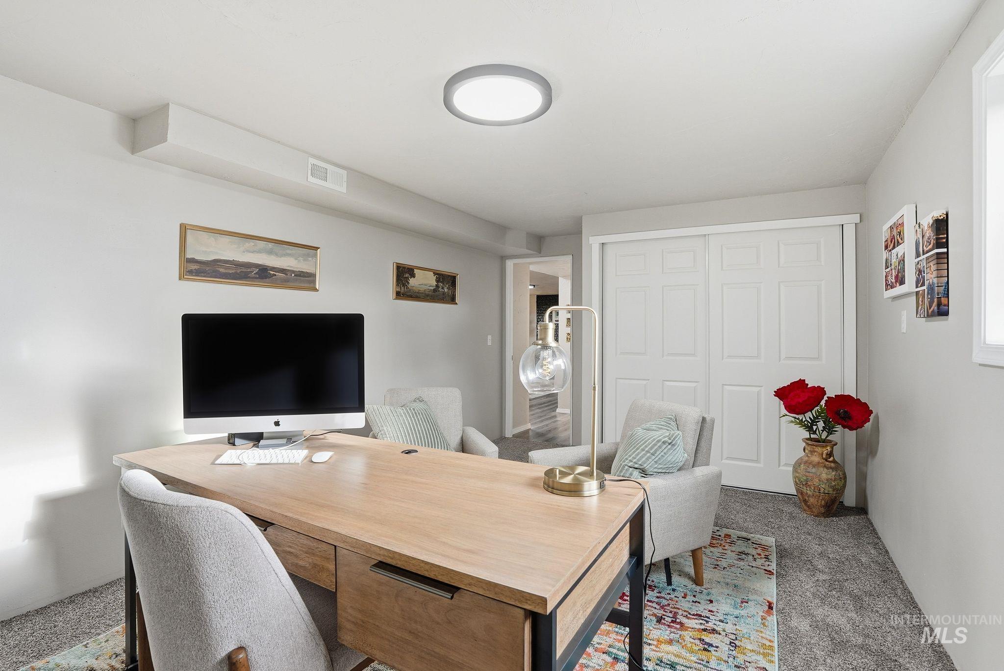 Office area with carpet floors