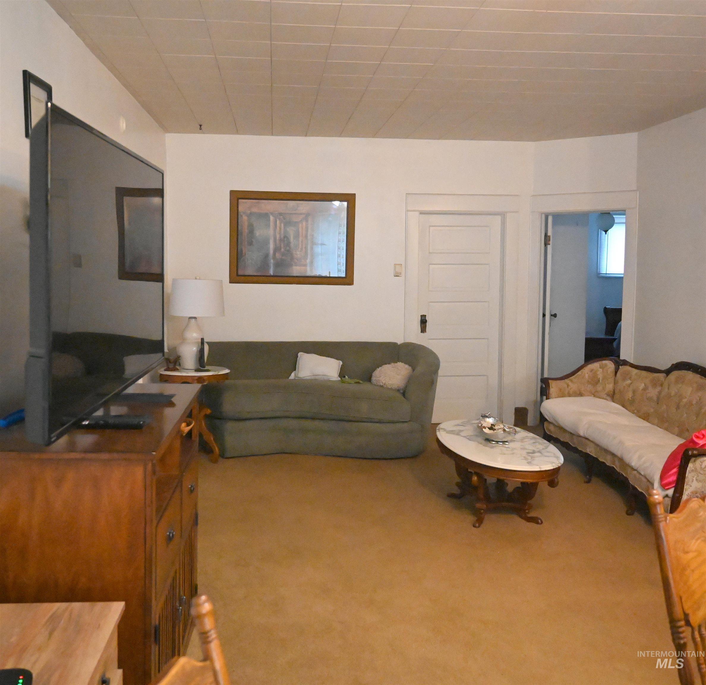 View of carpeted living area