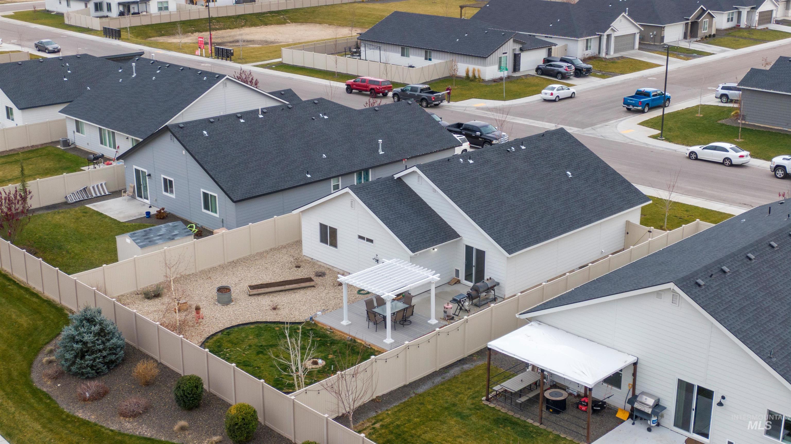 Aerial perspective of suburban area