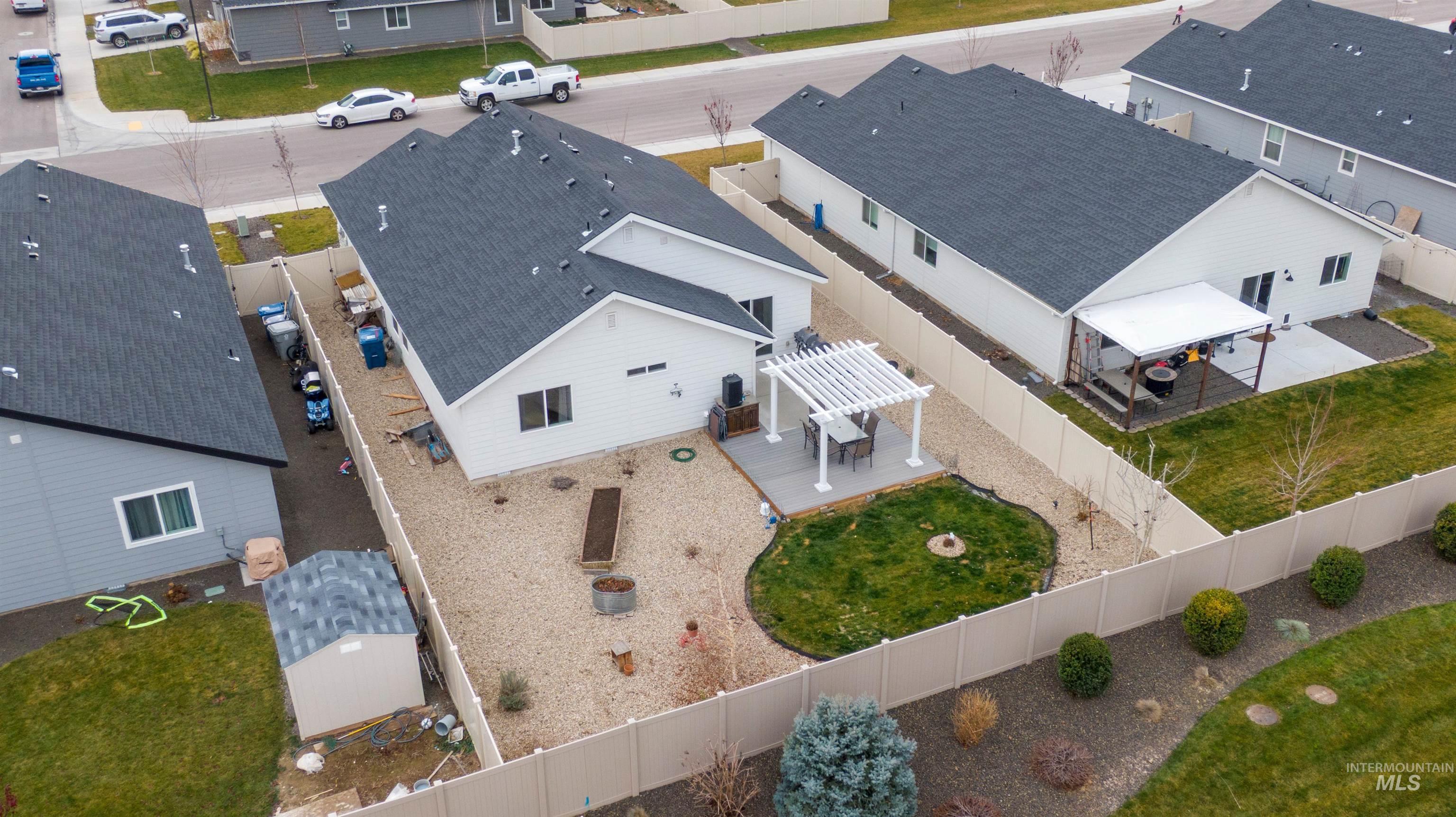 Aerial perspective of suburban area