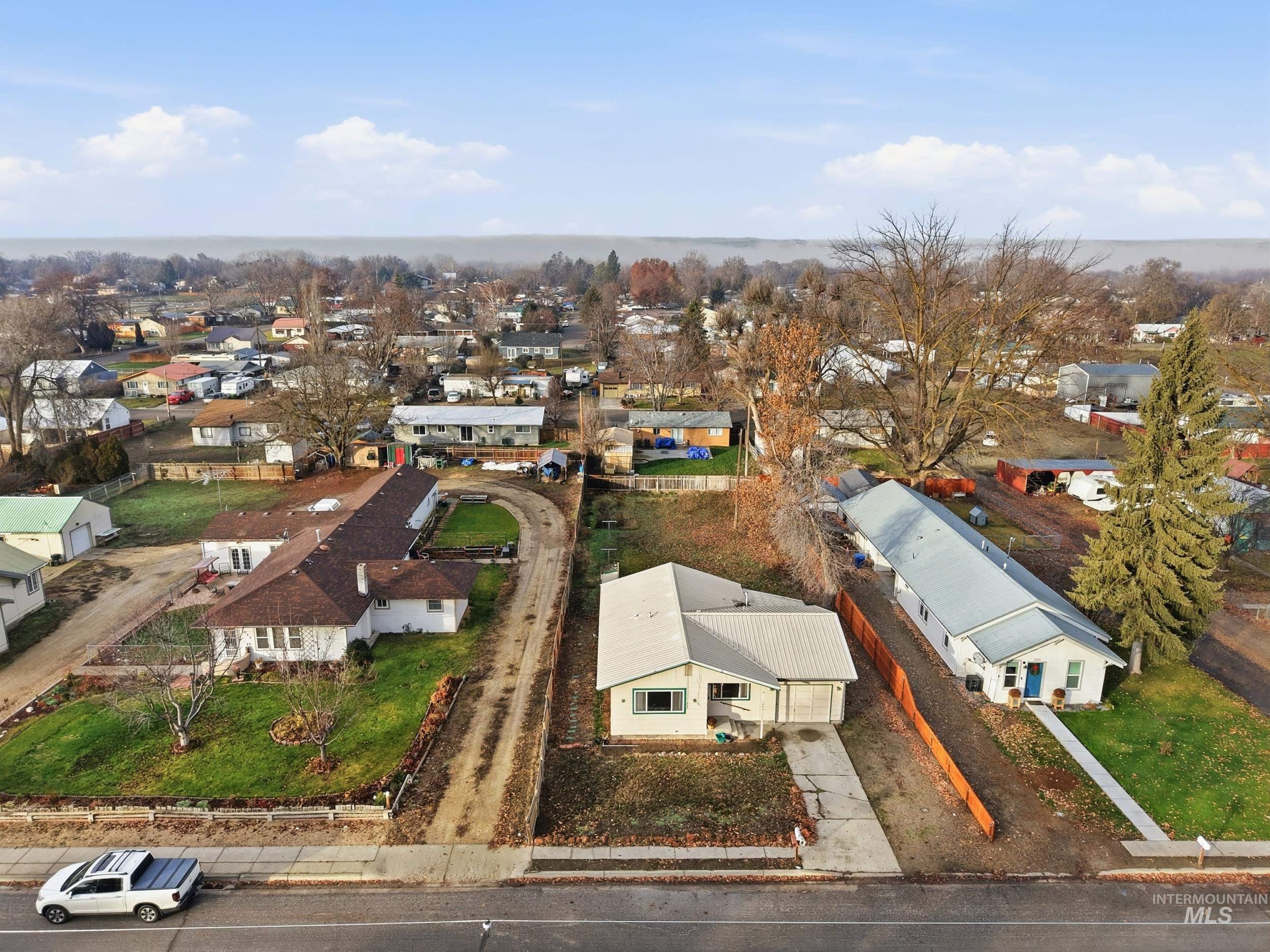 Aerial perspective of suburban area