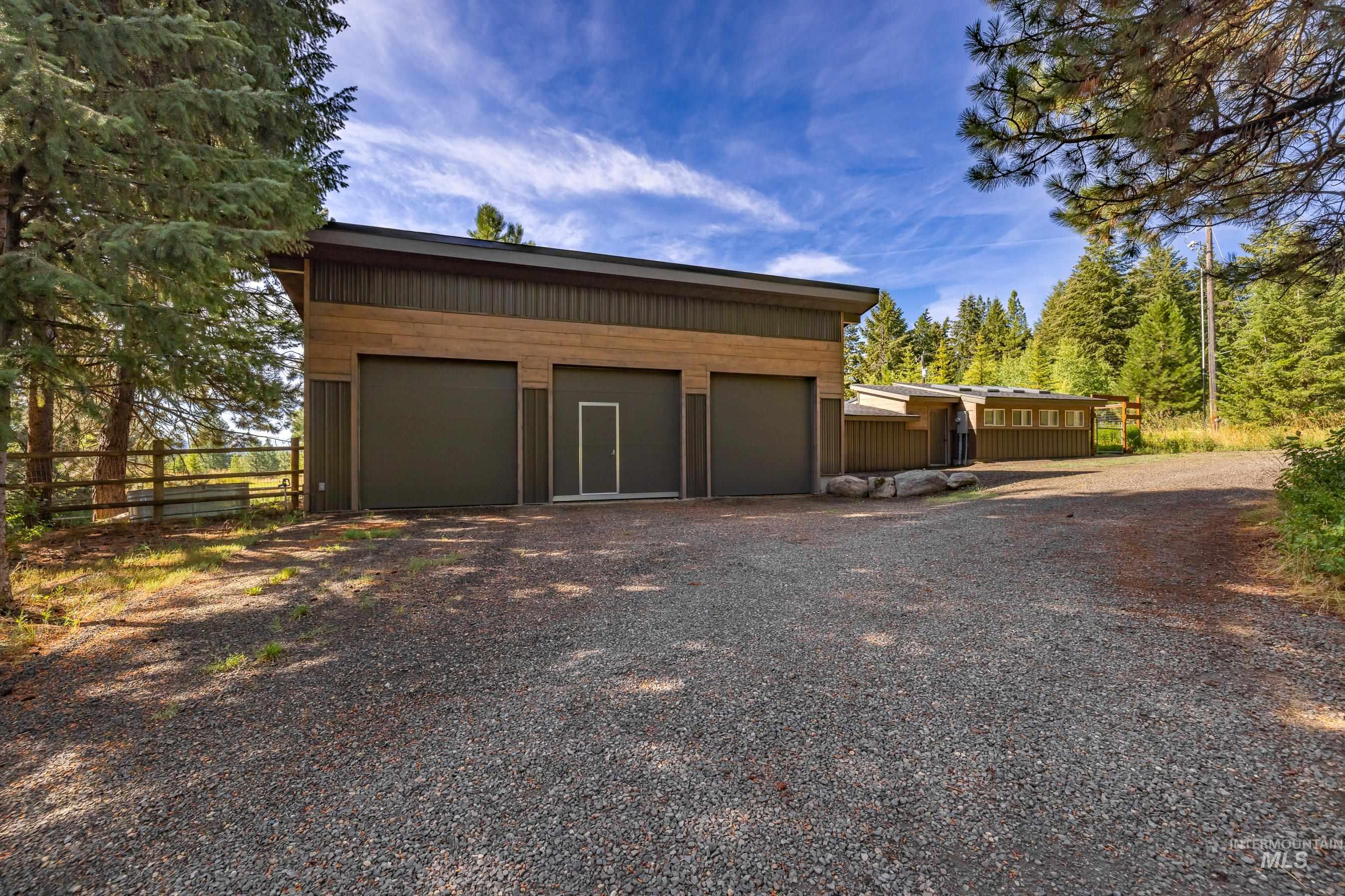 View of detached garage