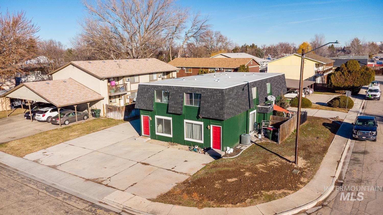Aerial perspective of suburban area