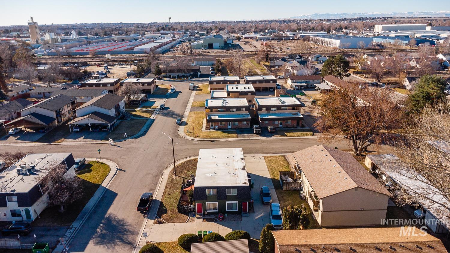 Aerial perspective of suburban area