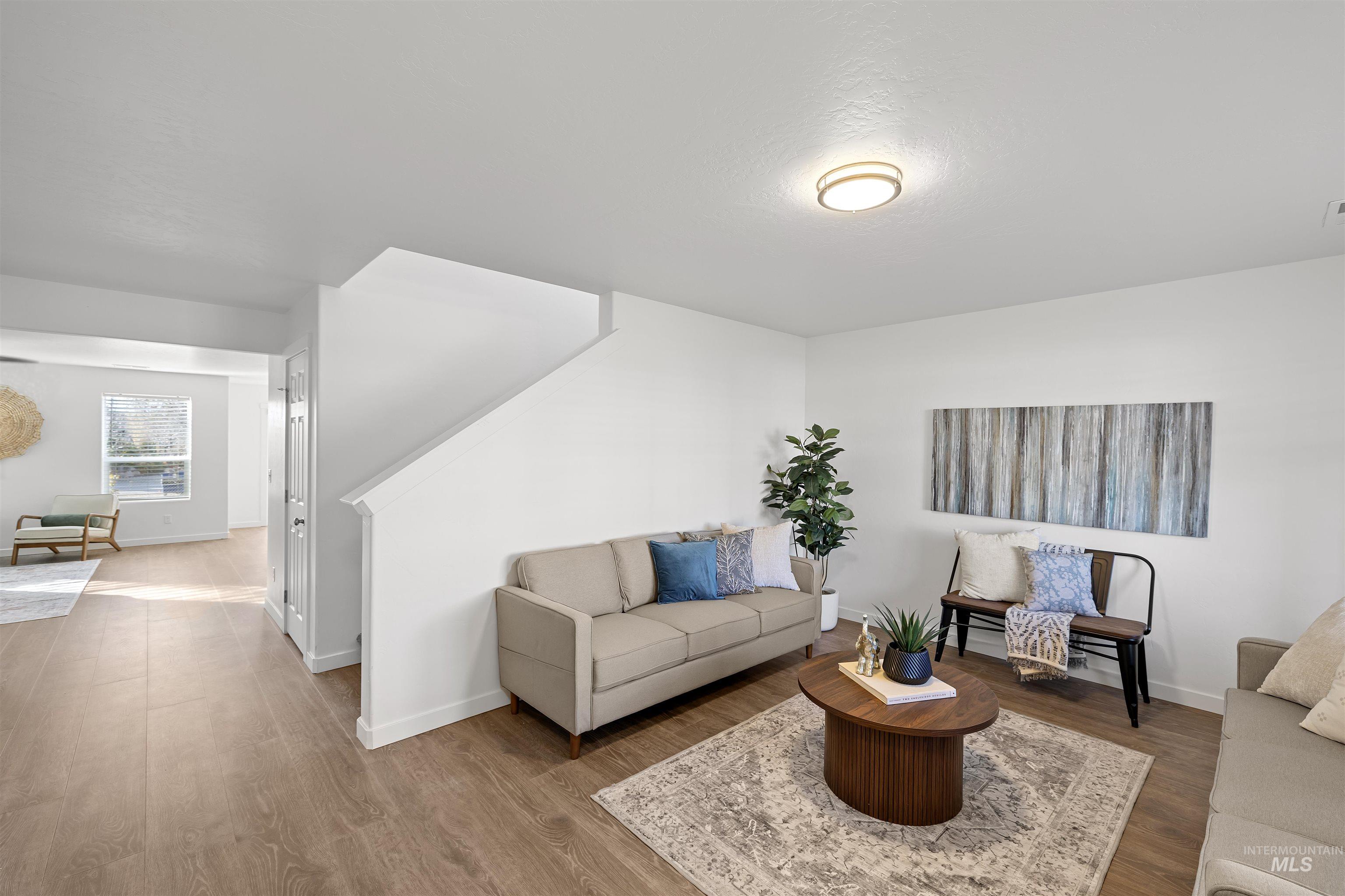 Living room with wood finished floors