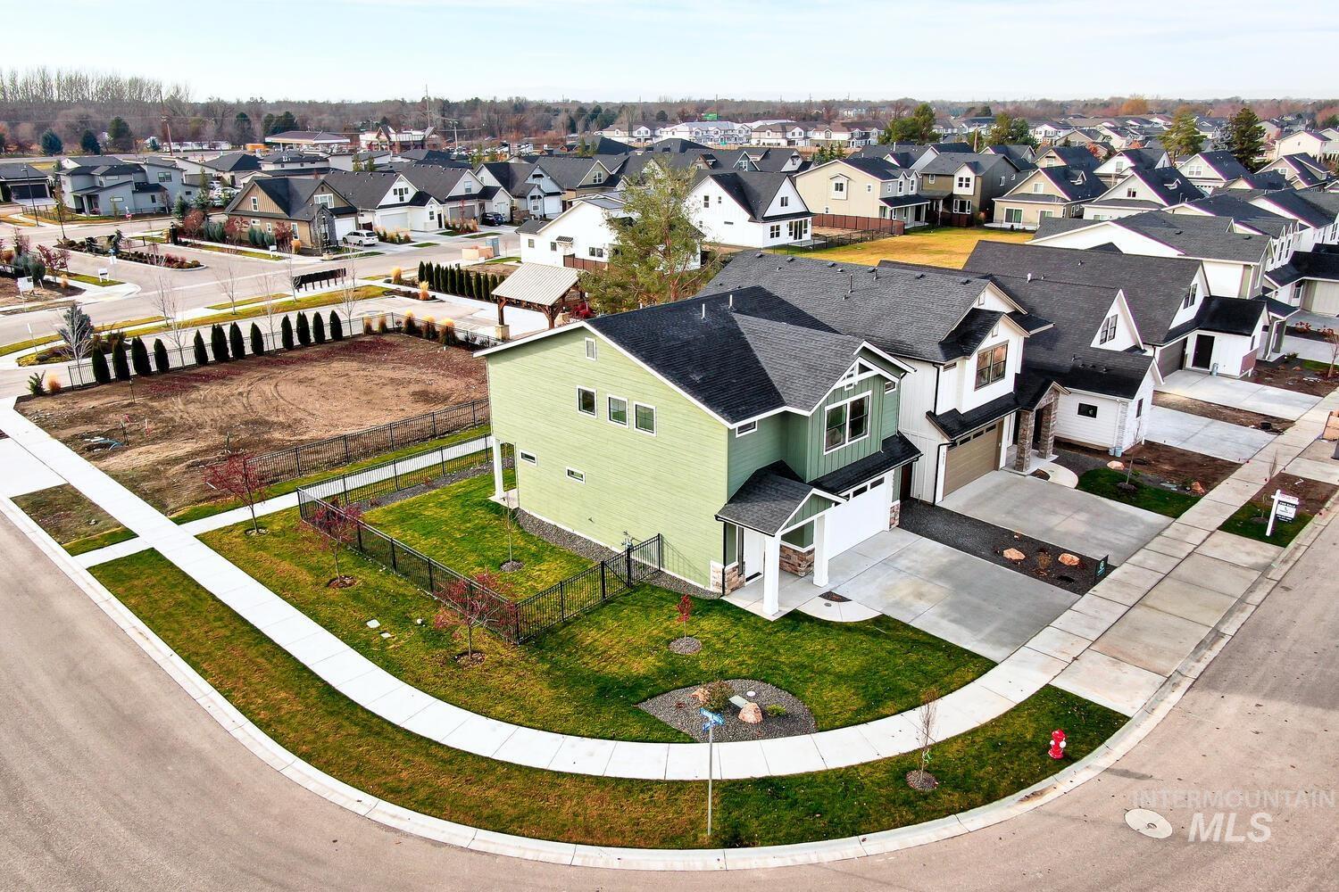 Aerial perspective of suburban area