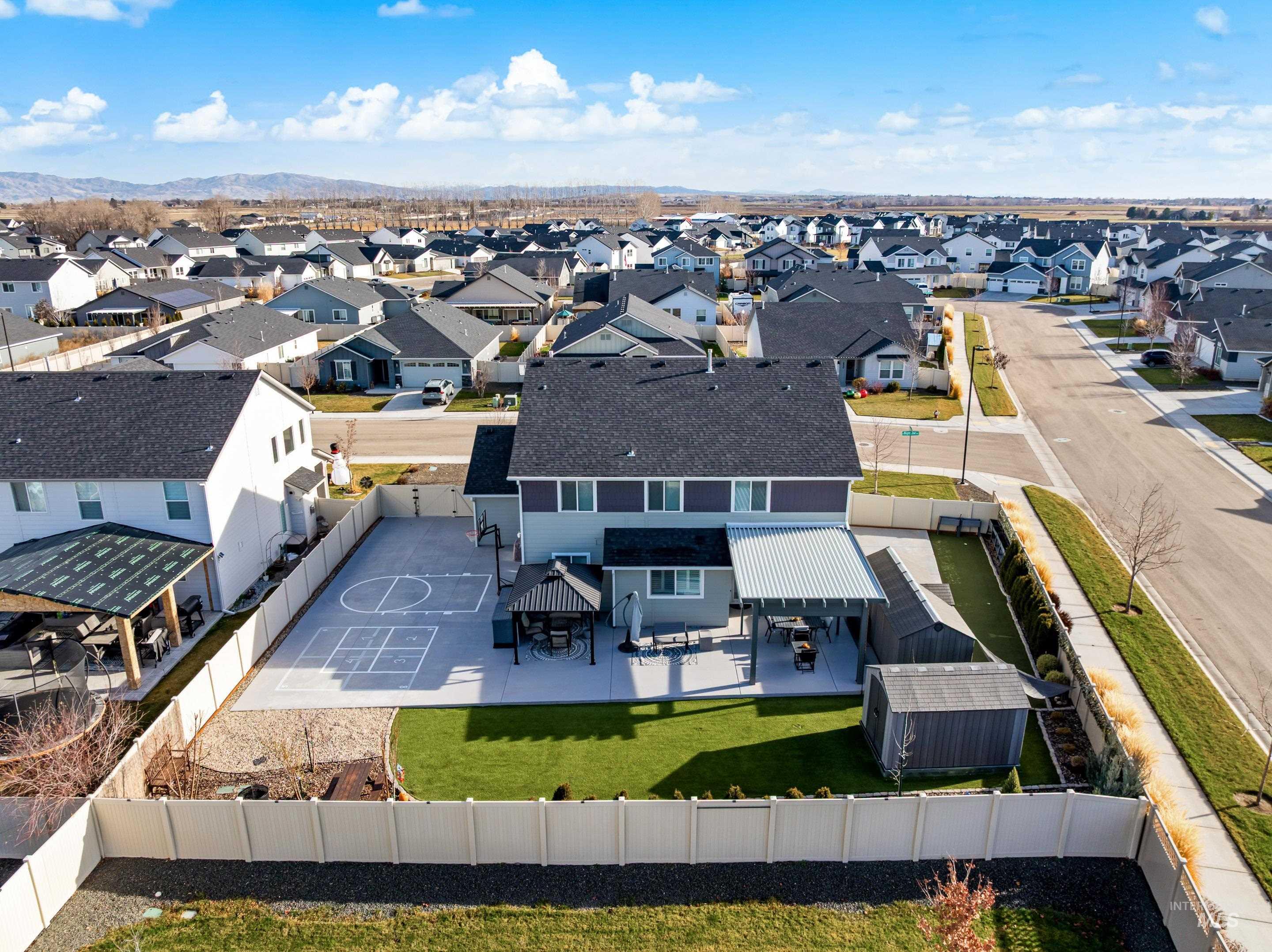 Aerial perspective of suburban area
