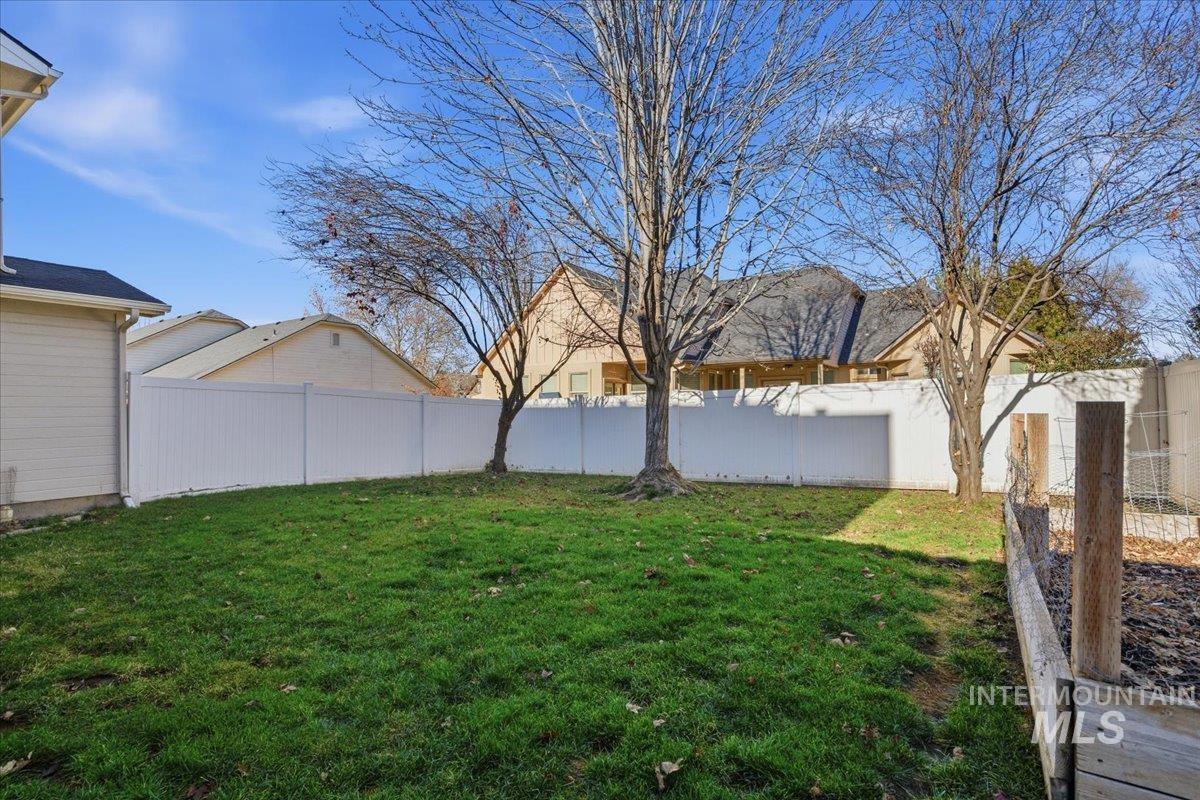 View of fenced backyard