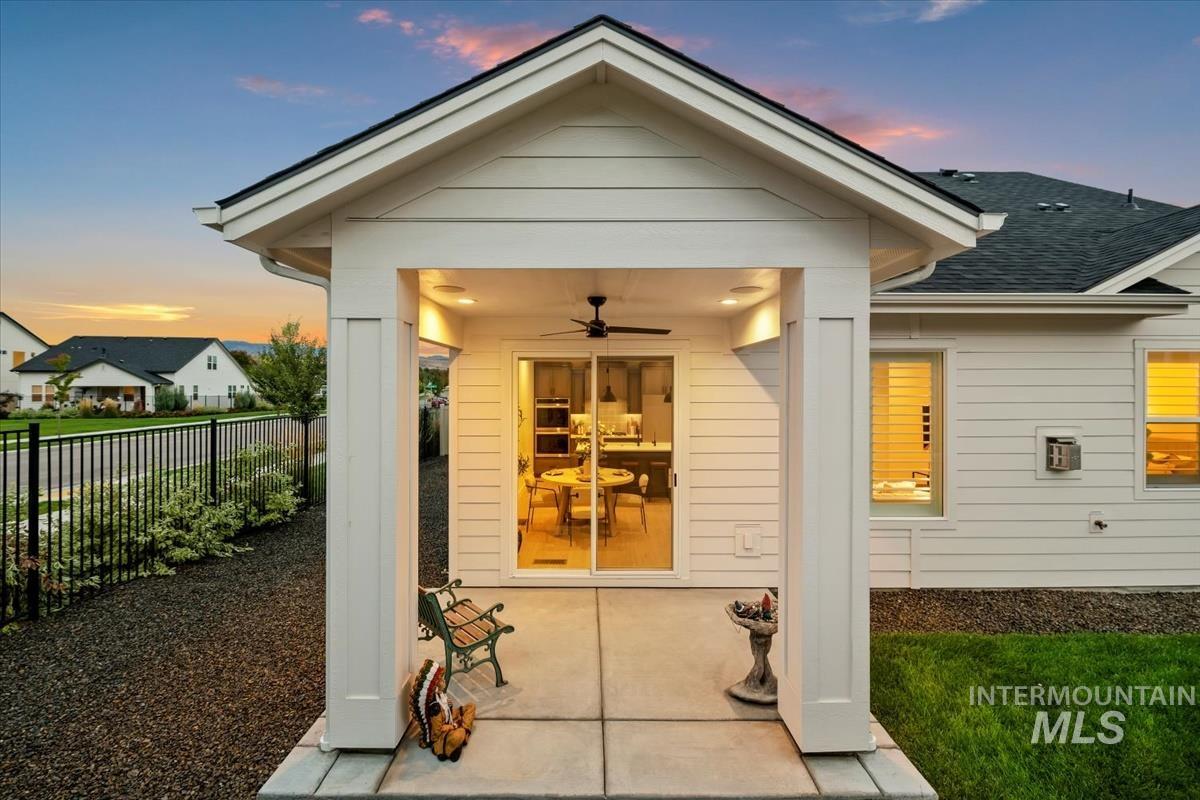 View of outdoor structure at dusk